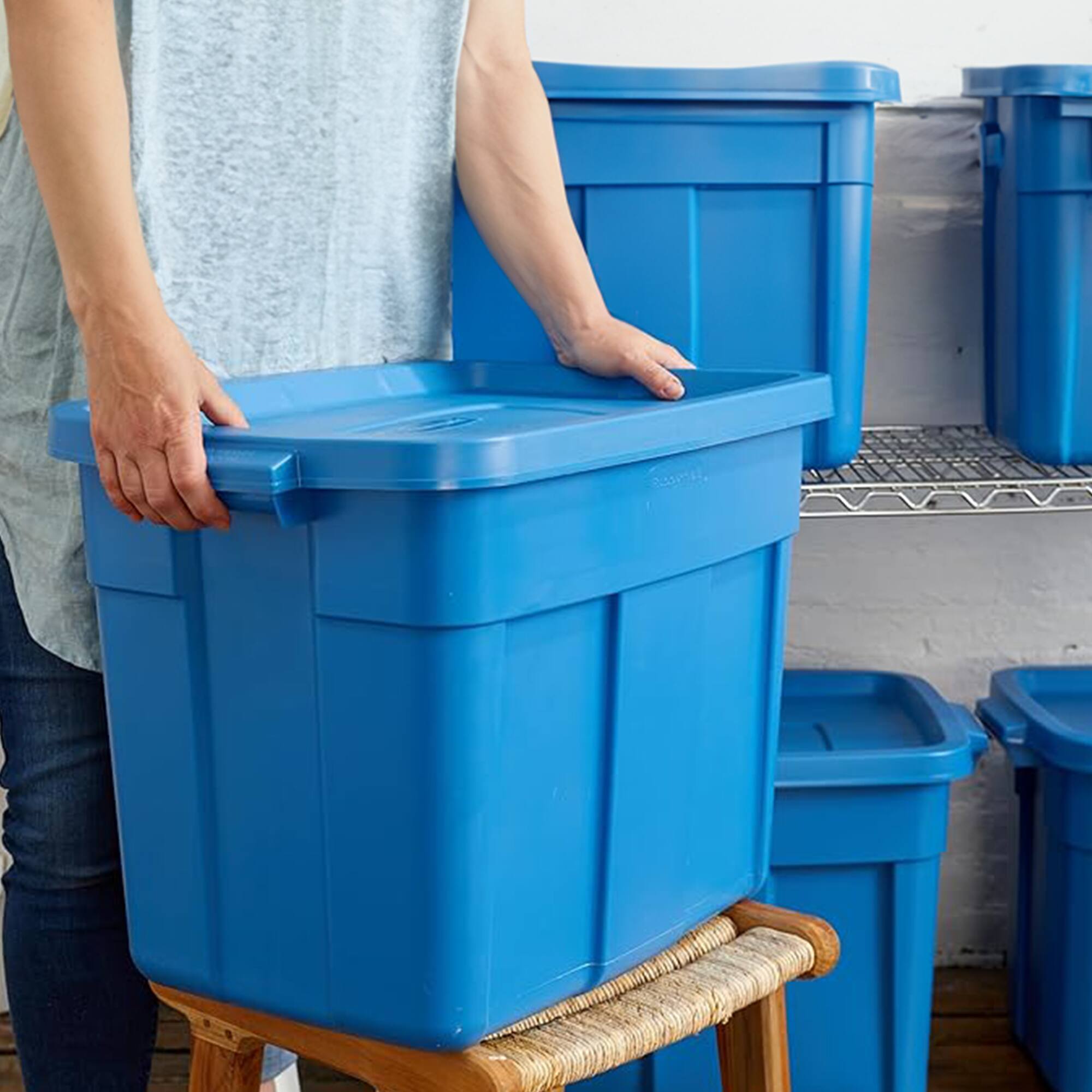 Alt View 4. RubberMaid - Rubbermaid Roughneck Tote 18 Gallon Storage Container, Heritage Blue (6 Pack) - Heritage Blue.