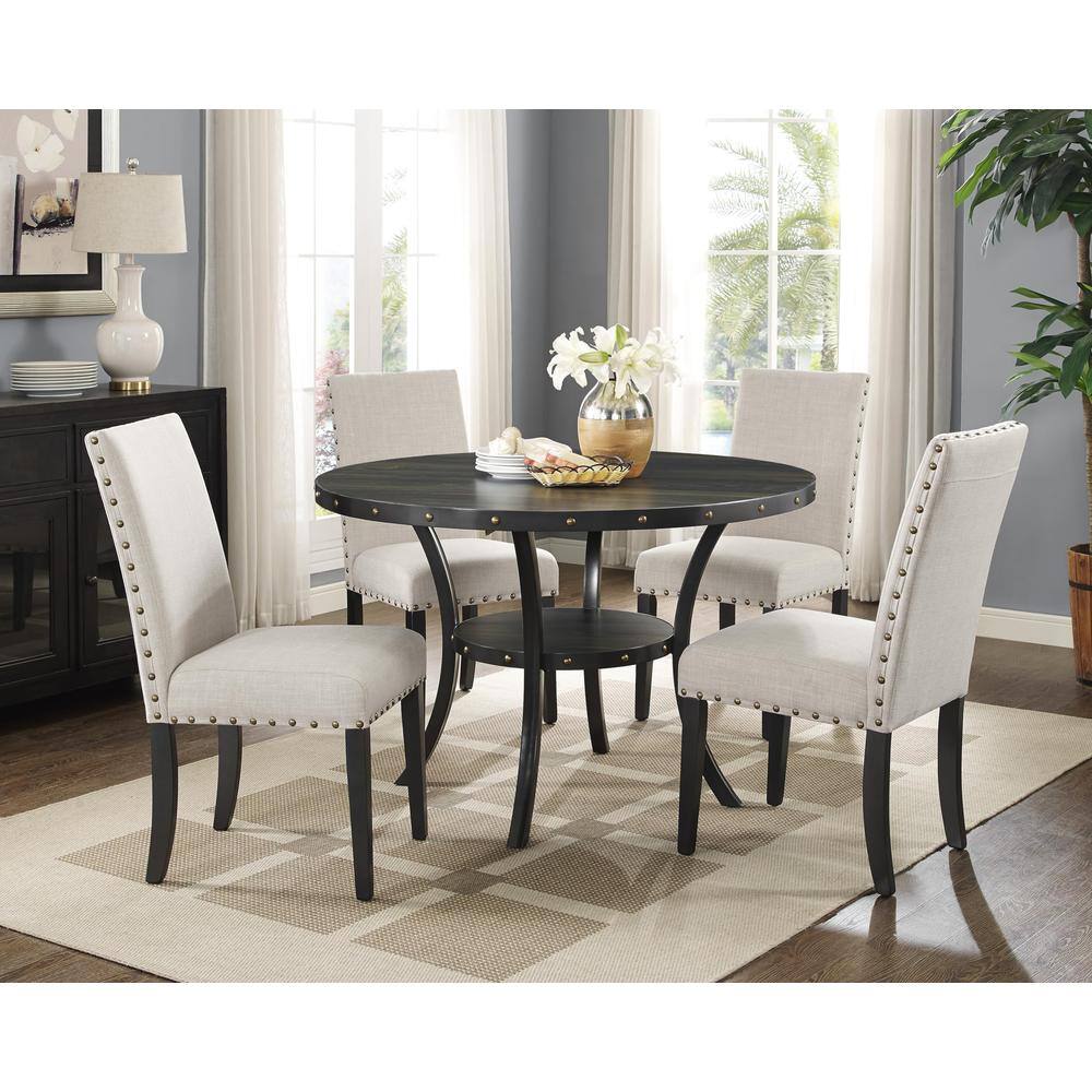 Alt View 4. New Classic Furniture - Crispin Natural Beige Solid Wood Dining Chair (Set of 4) - Beige.
