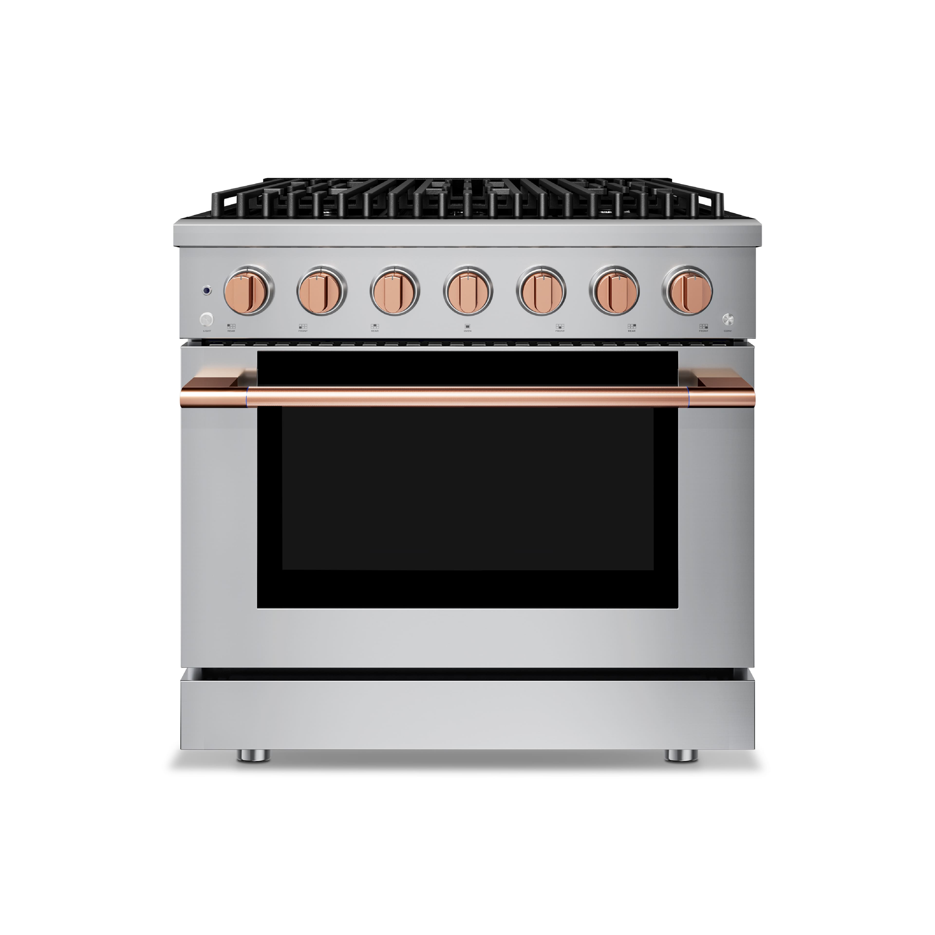 Hauslane - HausPro 36 in. 6 Burners Gas Range in Rose Gold with 20,000 BTU and Convection Oven with 5 Rack Positions - Rose Gold