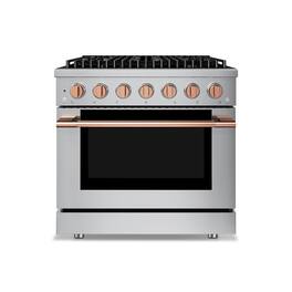 Hauslane - HausPro 36 in. 6 Burners (20,000 BTU) Freestanding Dual Fuel Range in Stainless Steel with Convection Oven Rose Gold - Rose Gold