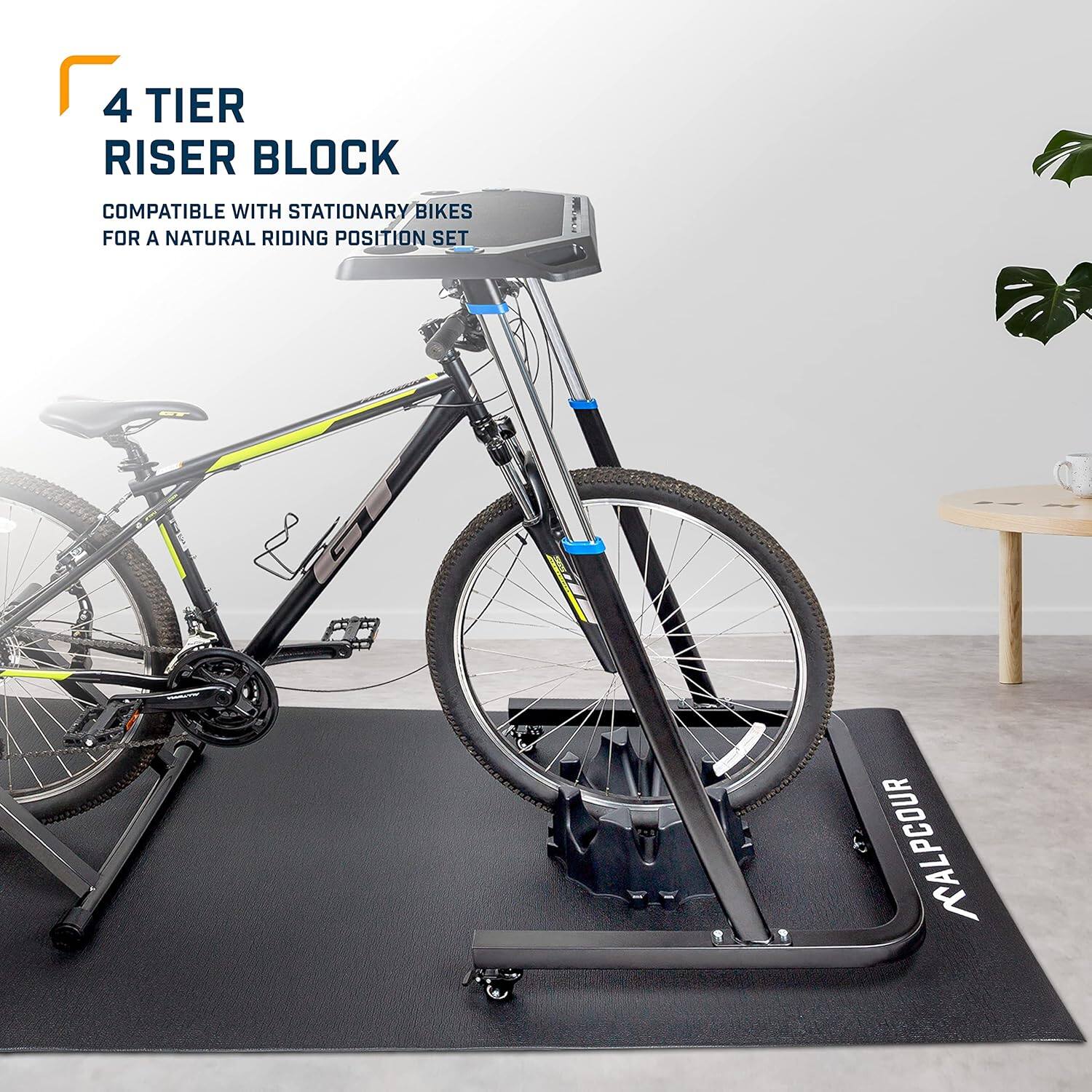 4 Tier Riser Block Compatible with Stationary Bikes for a Natural Riding Position Set!