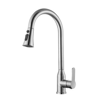 Front. Siljoy - High Arc Single Handle Stainless Steel Brushed Nickle Kitchen Faucets with Pull Down Sprayer - Brushed Nickel.