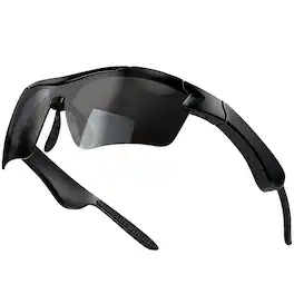 PRIMEPLUS - Bluetooth Audio Smart Glasses for Cycling Running Driving, Polarized Sports Sunglasses with Open-Ear Speakers - Black