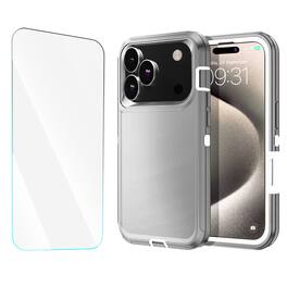 Entronix - iPhone 17 Pro Bundle: Heavy Duty Case & Clear Screen Protector - Gray