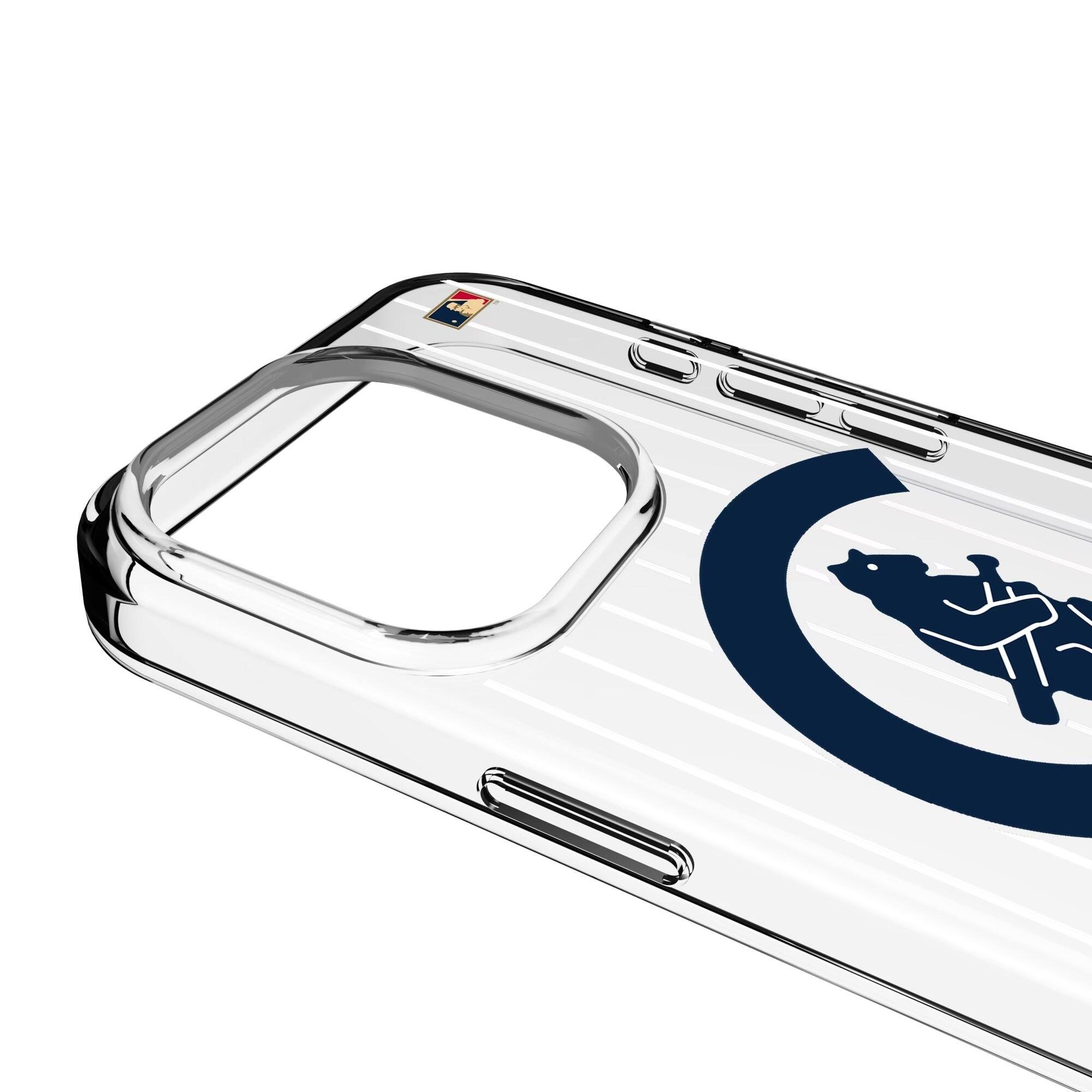 Alt View 2. Keyscaper - Chicago Cubs 1911-1912 Cooperstown Pinstripe iPhone Clear Case - 15 Plus - Multicolor.