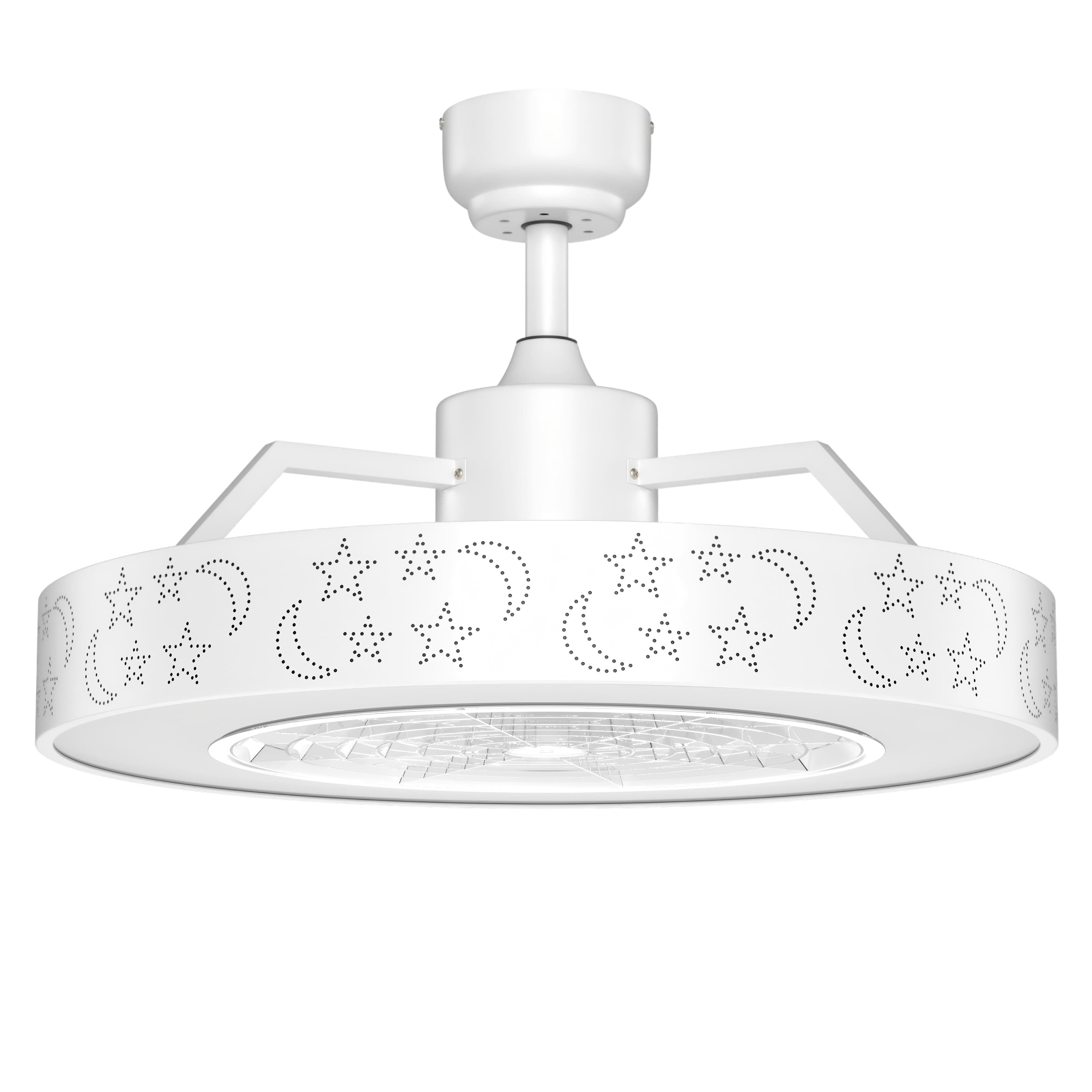 SKONYON - Ceiling Fan with Remote Control Three Speed Airflow and Dimmable LED Light - White