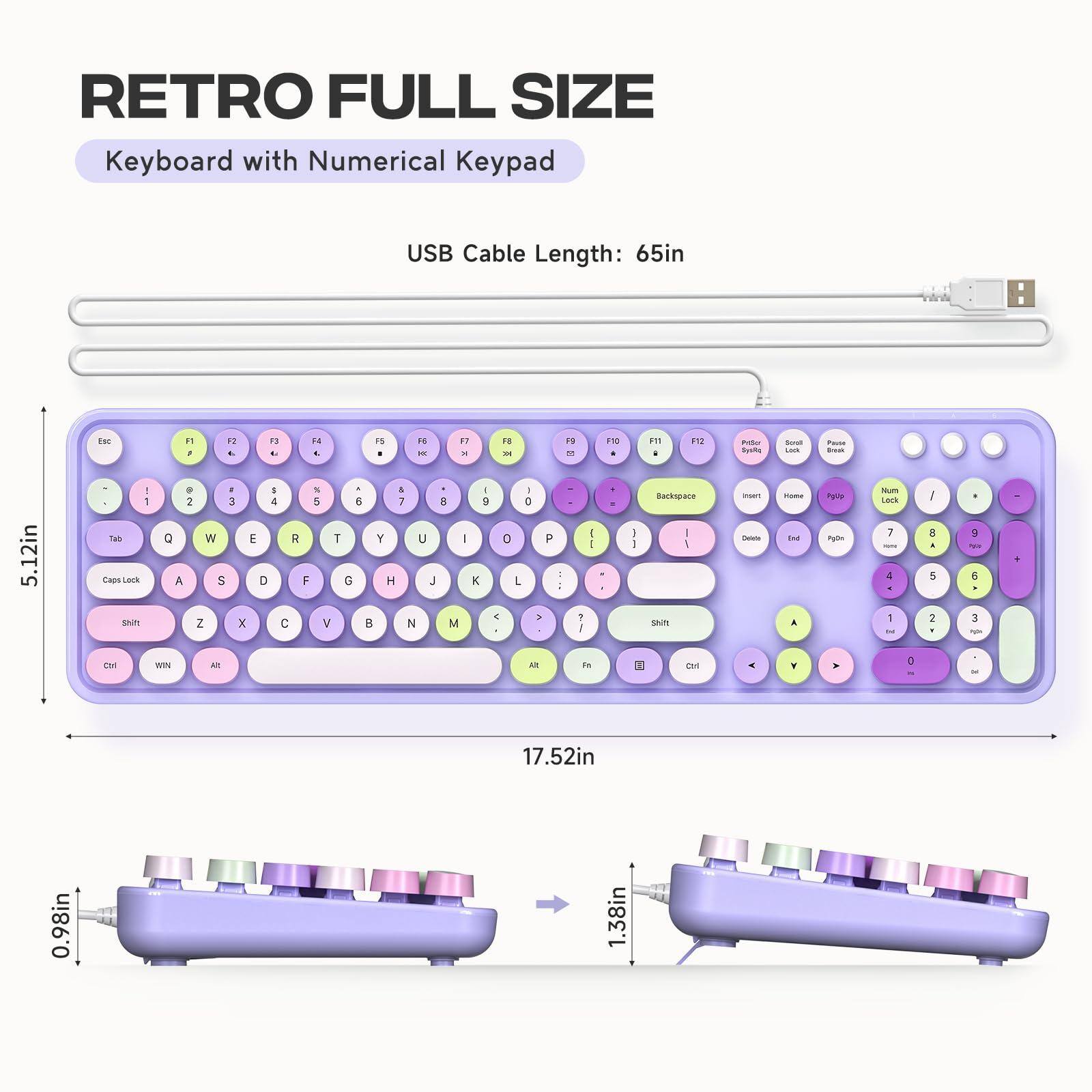 PO3TICJUNKI3 Wired 104 Keys Full sized Typewriter Keyboards Usb Office ...