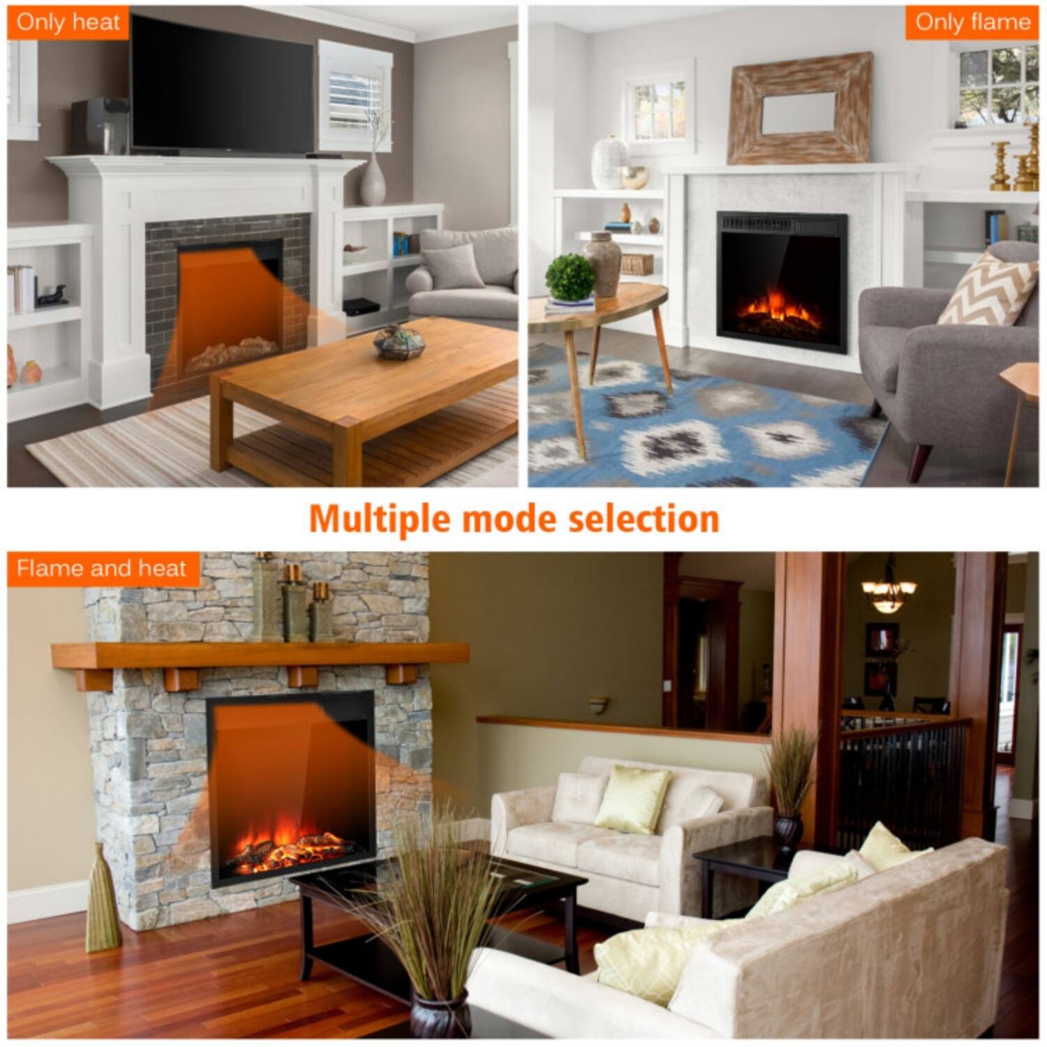 Only heat  
Only flame  
Flame and heat  
Multiple mode selection