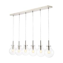 Jonathan Y - Harlow 40.5" 6-Light Modern Contemporary Round Glass/Iron LED Linear Pendant - Nickel/Clear