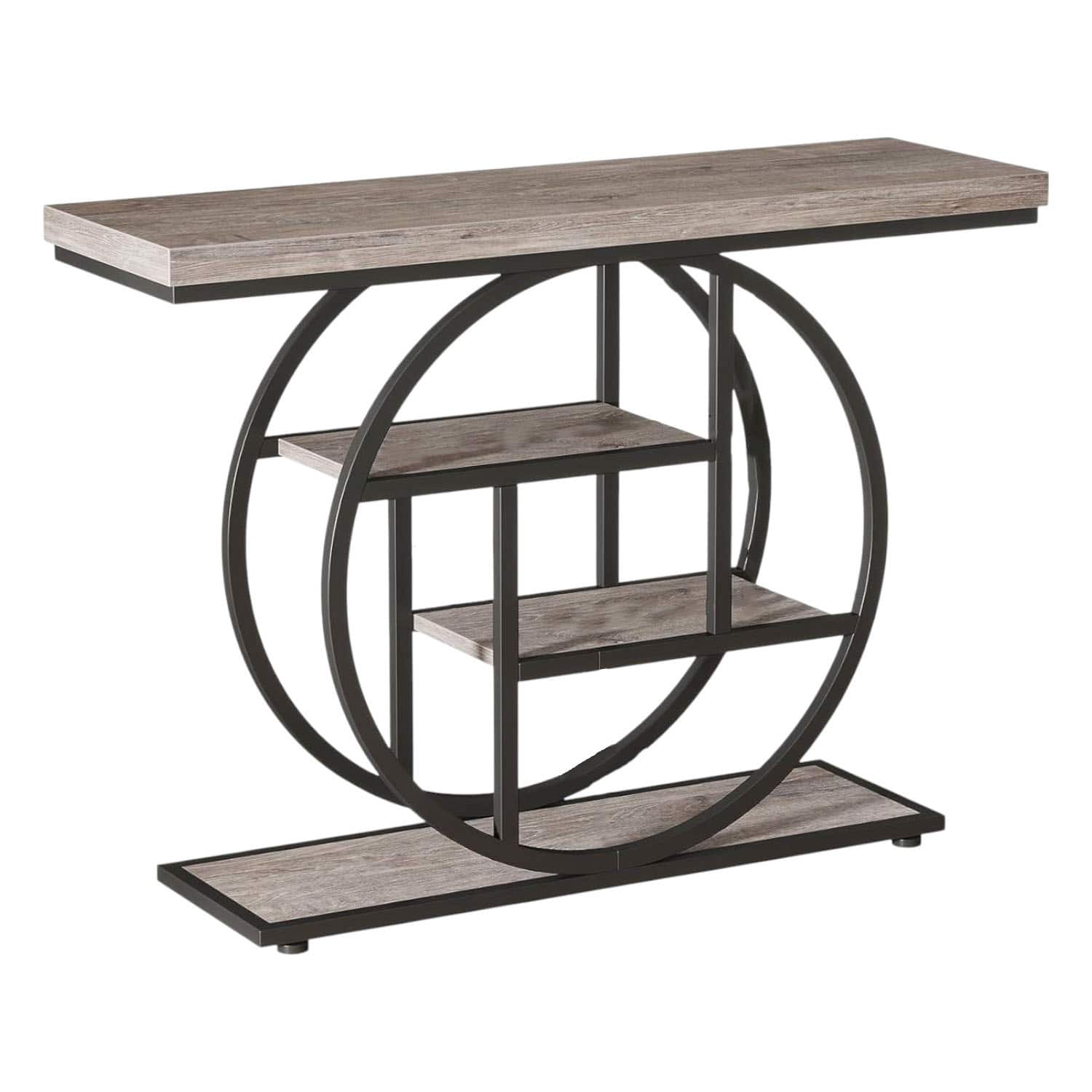 SlickBlue - Modern Narrow Entryway Console Table with Wood Finish Shelves for Hallway - Gray