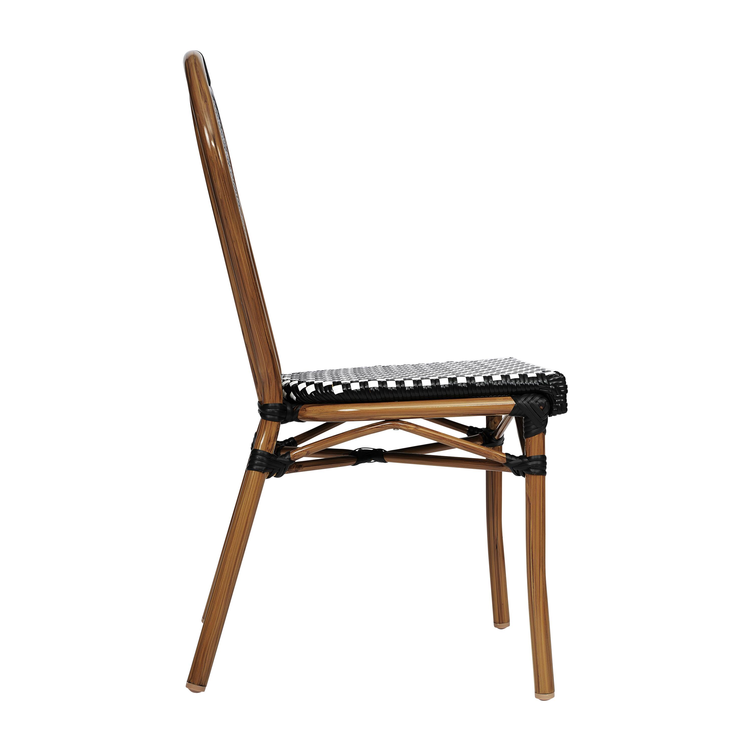 Alt View 8. Emma + Oliver - Colmar Set of Two Indoor/Outdoor Stacking Thonet Bistro Style Chairs with PE Rattan Seat and Finished Metal Frame - Black & White/Natural Frame.