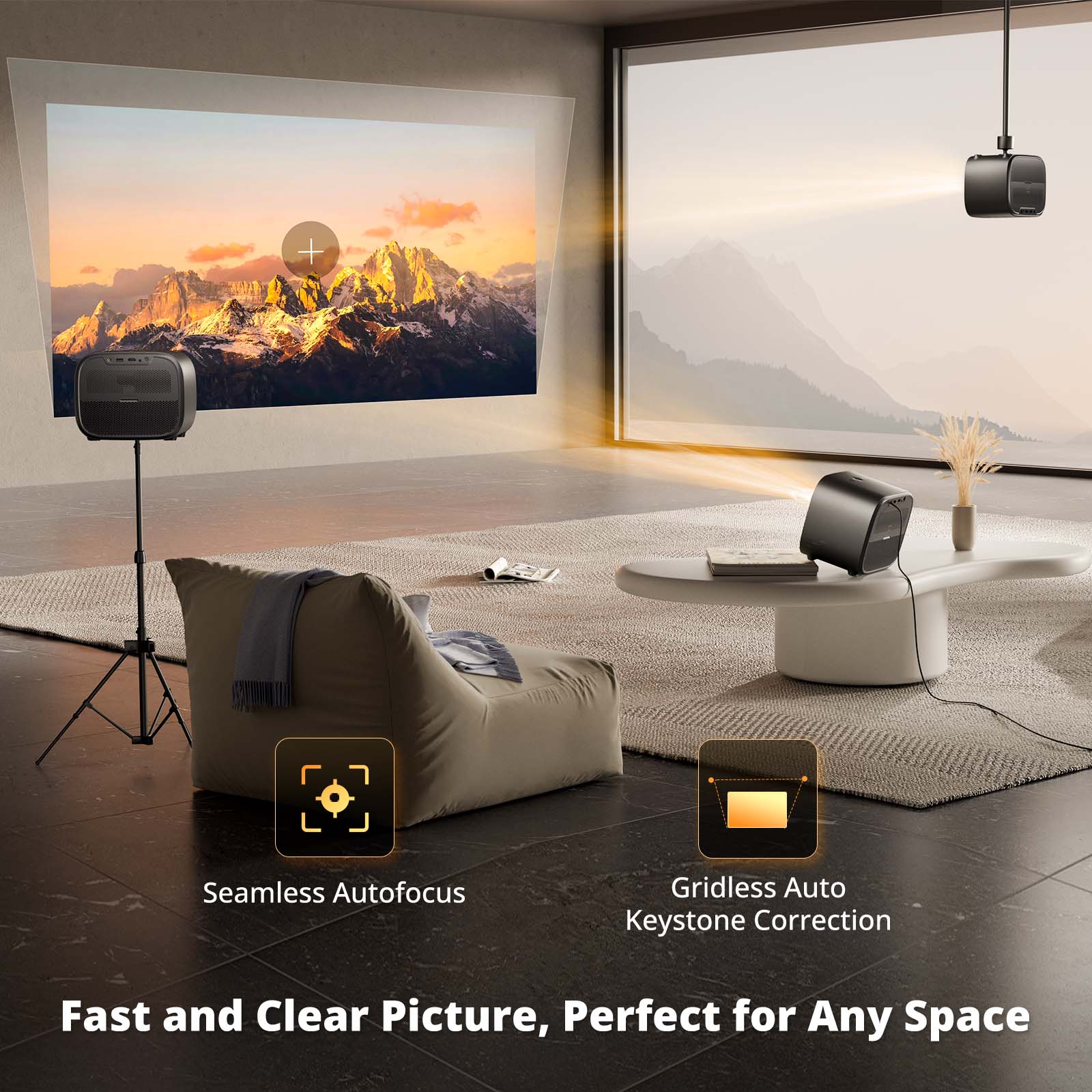 Seamless Autofocus  
Gridless Auto Keystone Correction  
Fast and Clear Picture, Perfect for Any Space