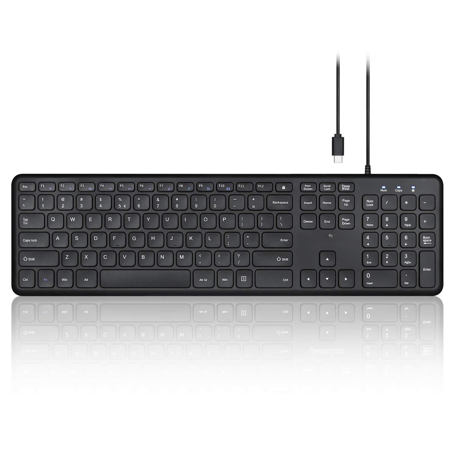 Cedar Assembly - Periboard-210 Wired Full-size Usb With Quiet Keys For Desktop Laptop And Tablet - X Type Scissor Black - Wired USB-C