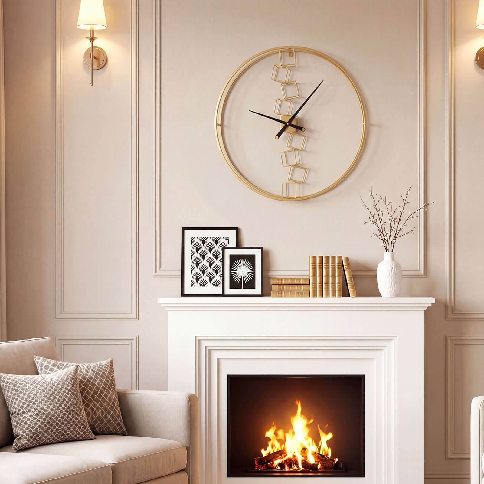 Alt View 1. Costway - Costway Large Wall Clock,27" Nordic Style Big Metal Clock, Non-Ticking Decorative Clock - Yellow.