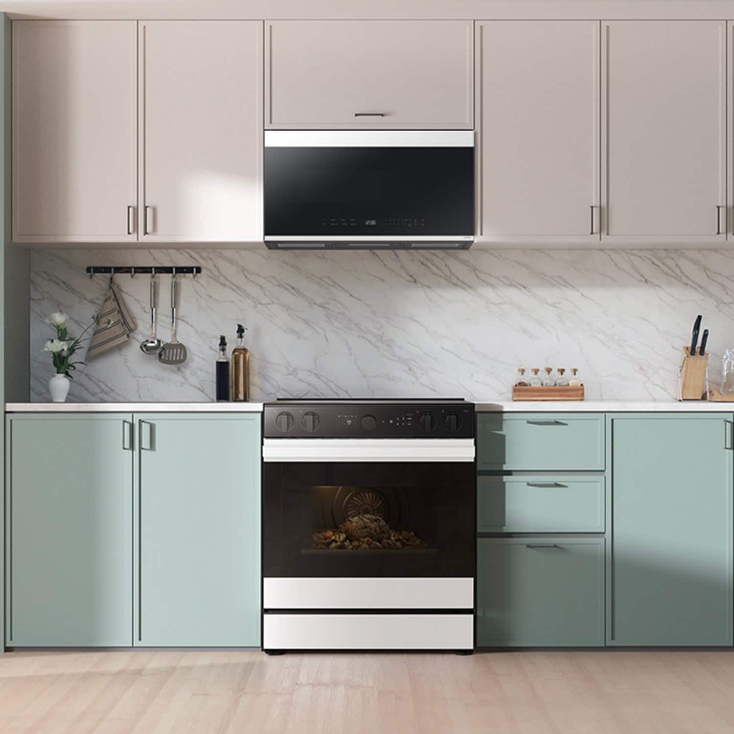 Alt View 11. Samsung - Bespoke Smart Slide-In Electric Range 6.3 cu. ft. with Air Sous Vide & Air Fry - White Glass.