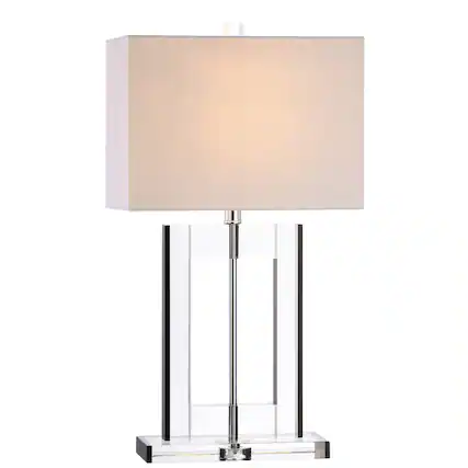 Front. Jonathan Y - Parish 26" Crystal LED Table Lamp, Clear/Black - Clear/Black.