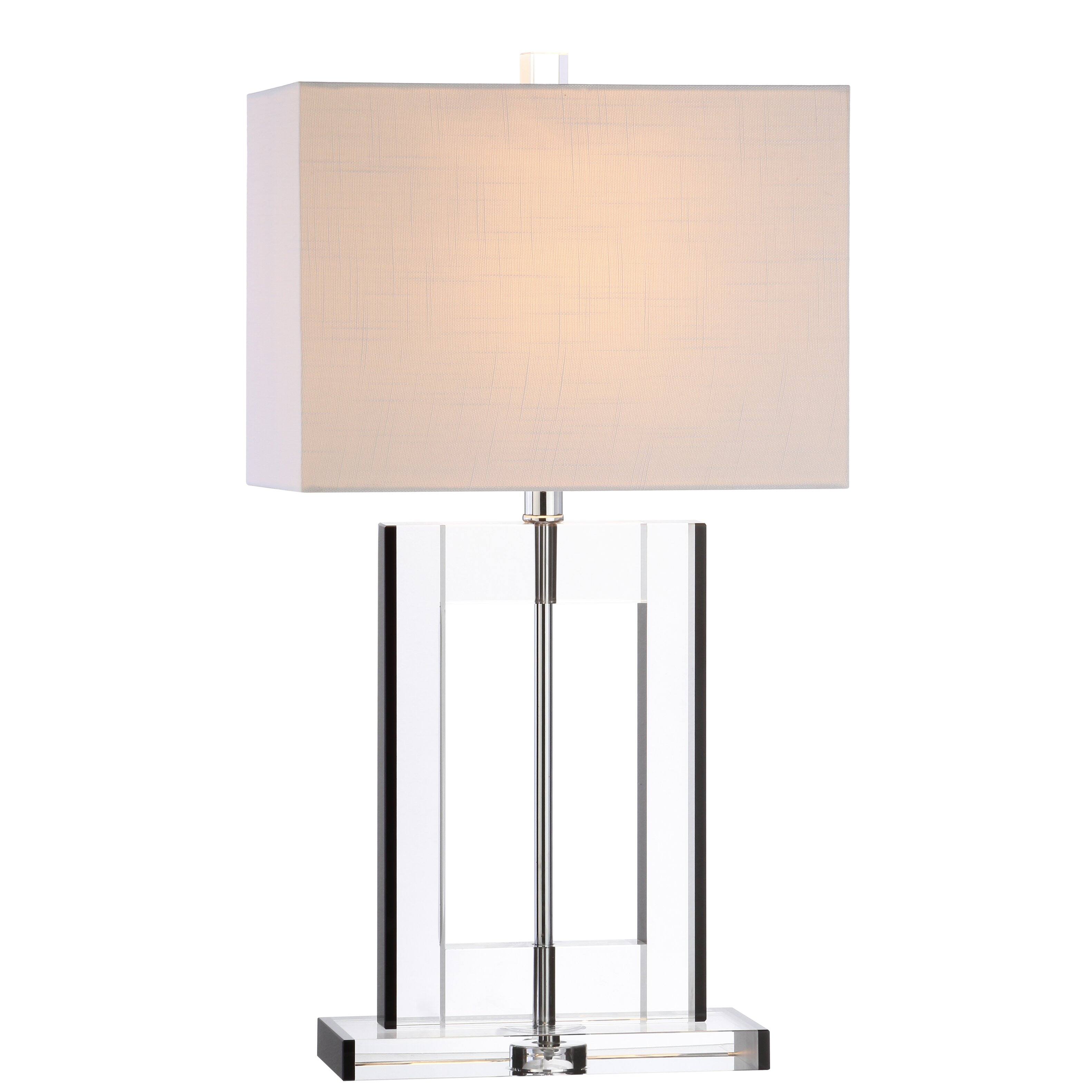 Front. Jonathan Y - Parish 26" Crystal LED Table Lamp, Clear/Black - Clear/Black.