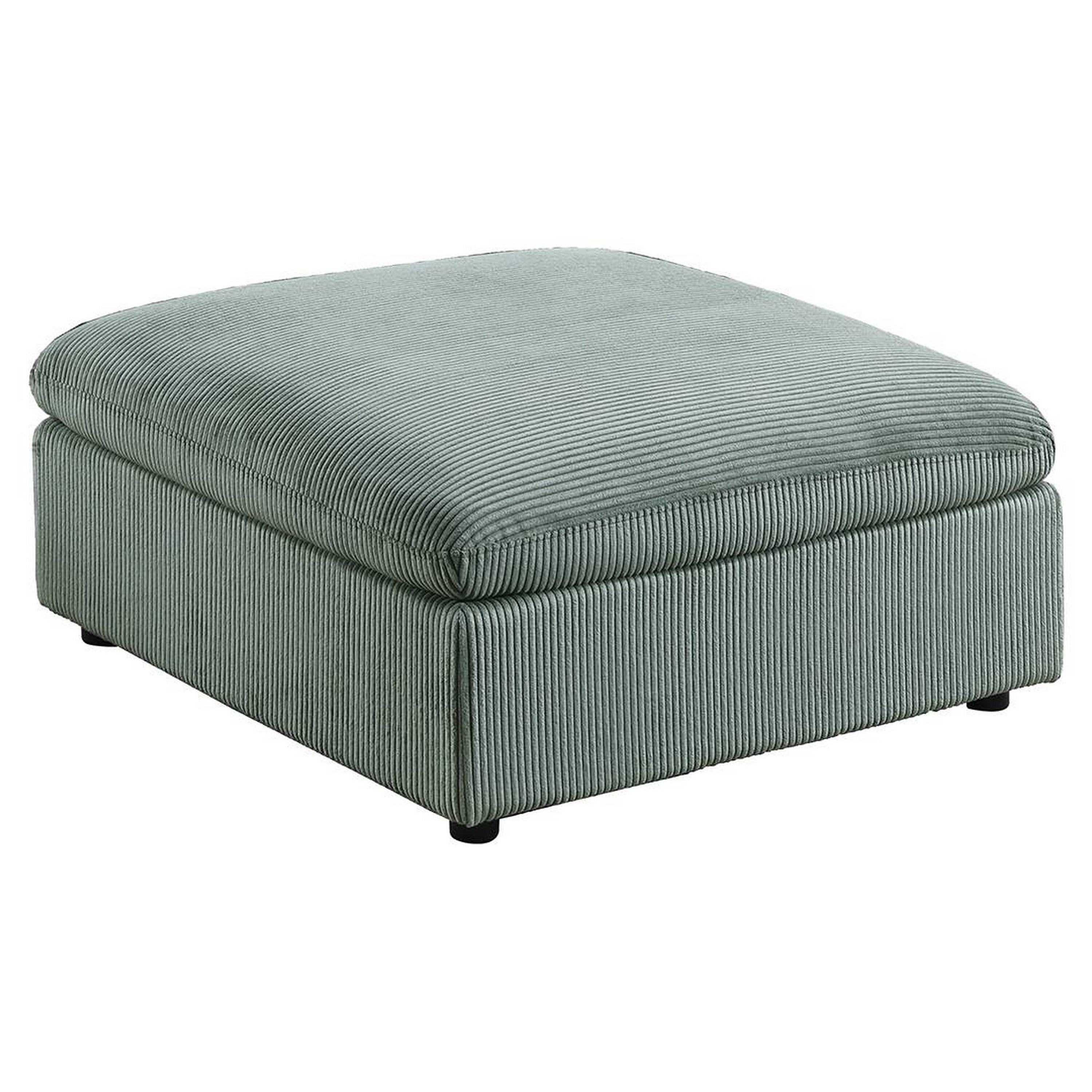 Alt View 1. Manhattan Lane - Joana Cocktail Ottoman, Sage Green Corduroy, Modular Square 39 Inch - Sage Green, Black.