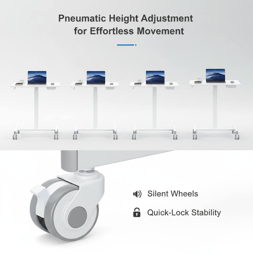 Pneumatic Height Adjustment for Effortless Movement  
Silent Wheels  
Quick-Lock Stability
