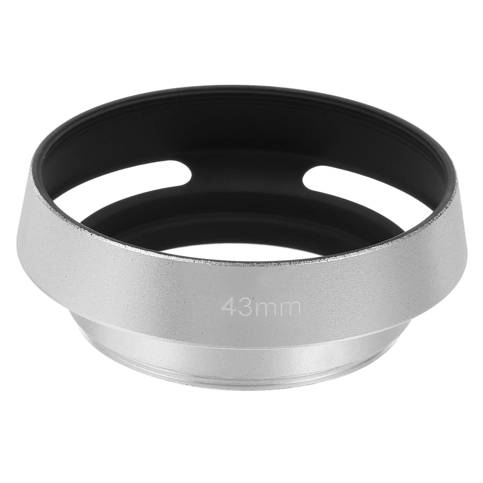 Front. Unique Bargains - 43mm Lens Hood, Universal Metal Hollow Curved Screw-in Vented Lens Hoods for Fujifilm for Pentax - Silver.