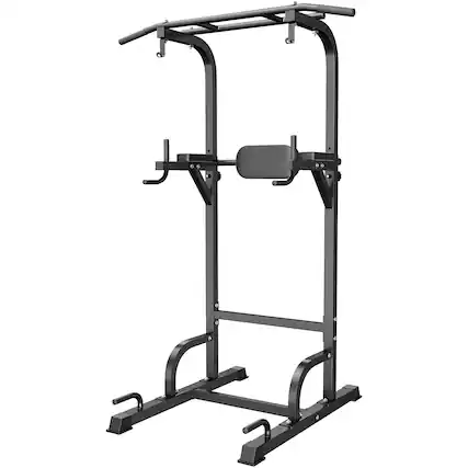 Front. Brick Attic - 450LBS Multifunction Power Tower, Pull Up Bar Dip Station/Stand for Home Gym Strength Training Workout Equipment - Black.