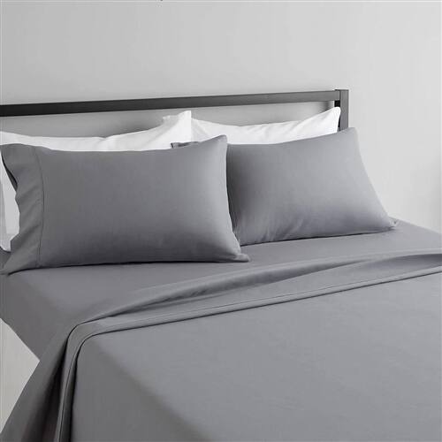 Angle. SlickBlue - 100% Cotton 1000 Thread Count Sheet Set for Luxurious Softness - Grey.