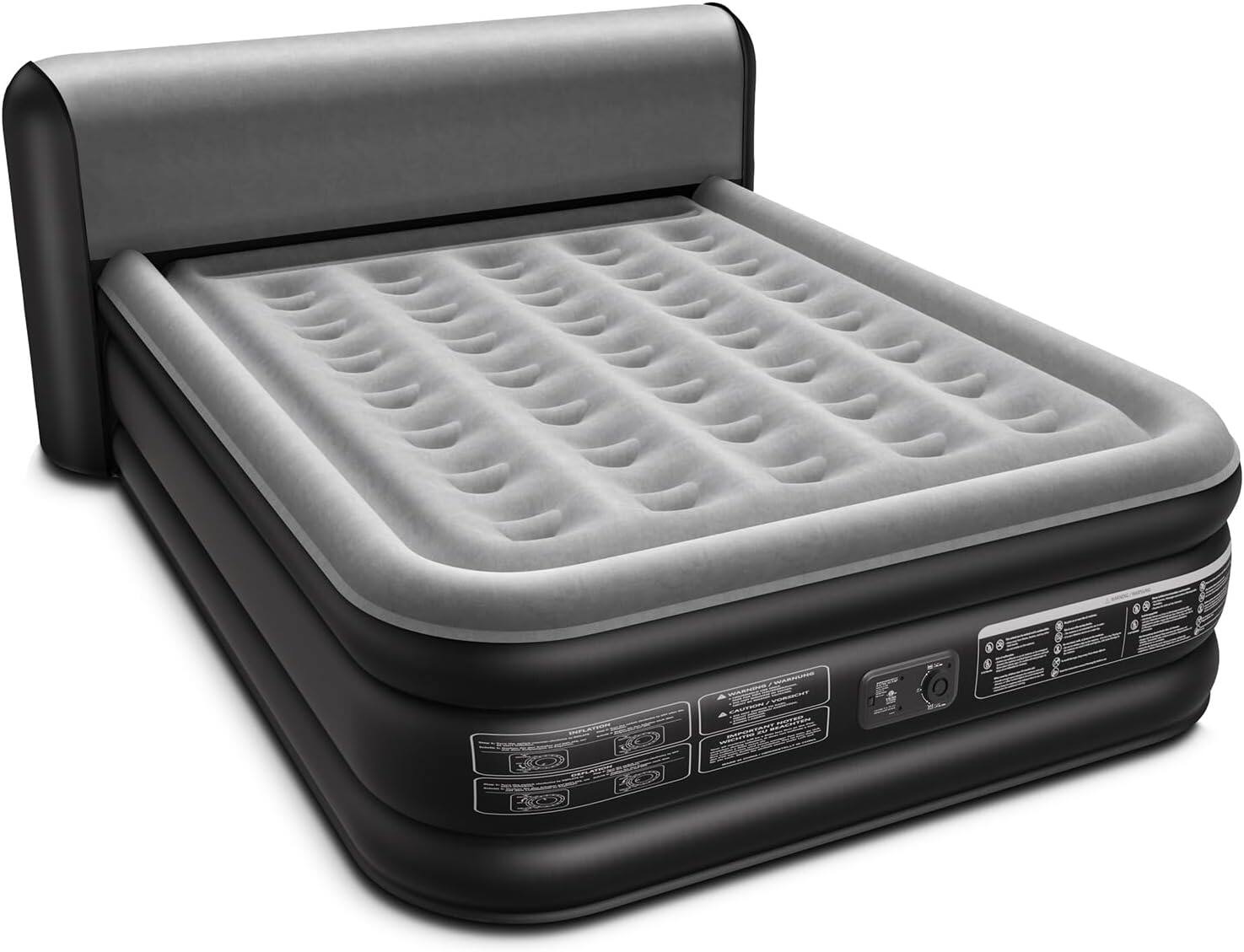 Front. Xsleep - Queen Air Mattress - Black & Grey.