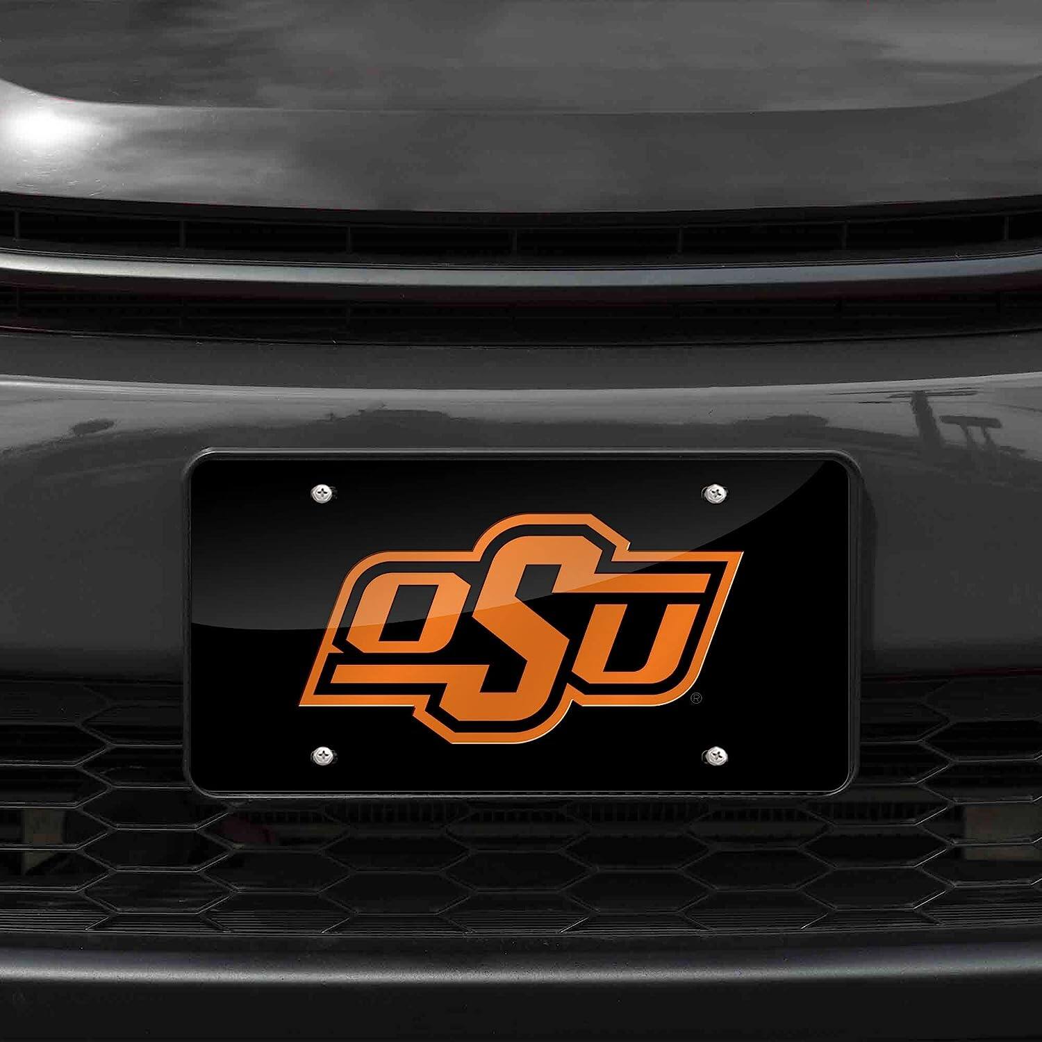 Alt View 1. Rico Industries - Oklahoma State Cowboys Mirrored Laser Cut License Plate Laser Tag - Multi.