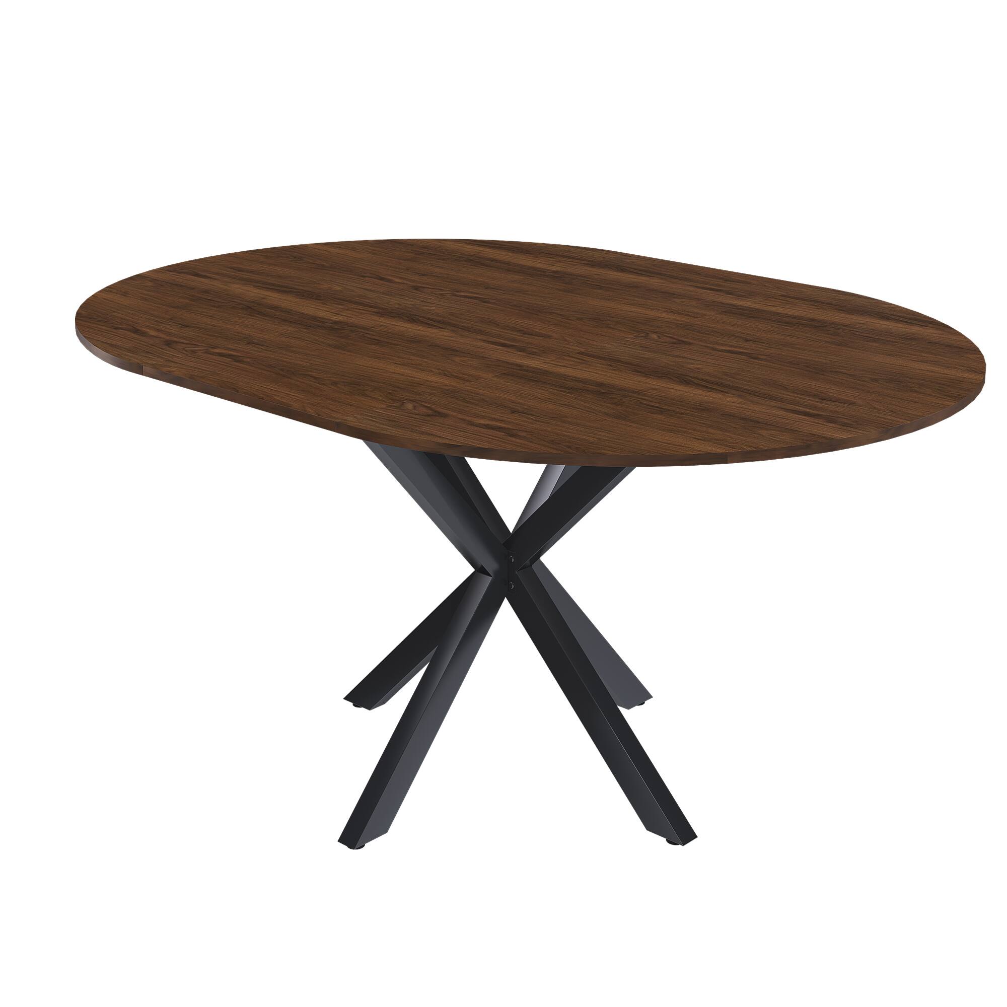 Alt View 10. Tiramisubest - Modern Solid Wood Veneer Dining Table,Round Extendable 6-Person Table,Walnut MDF with Carbon Steel Base,42-58 Inches - Walnut.