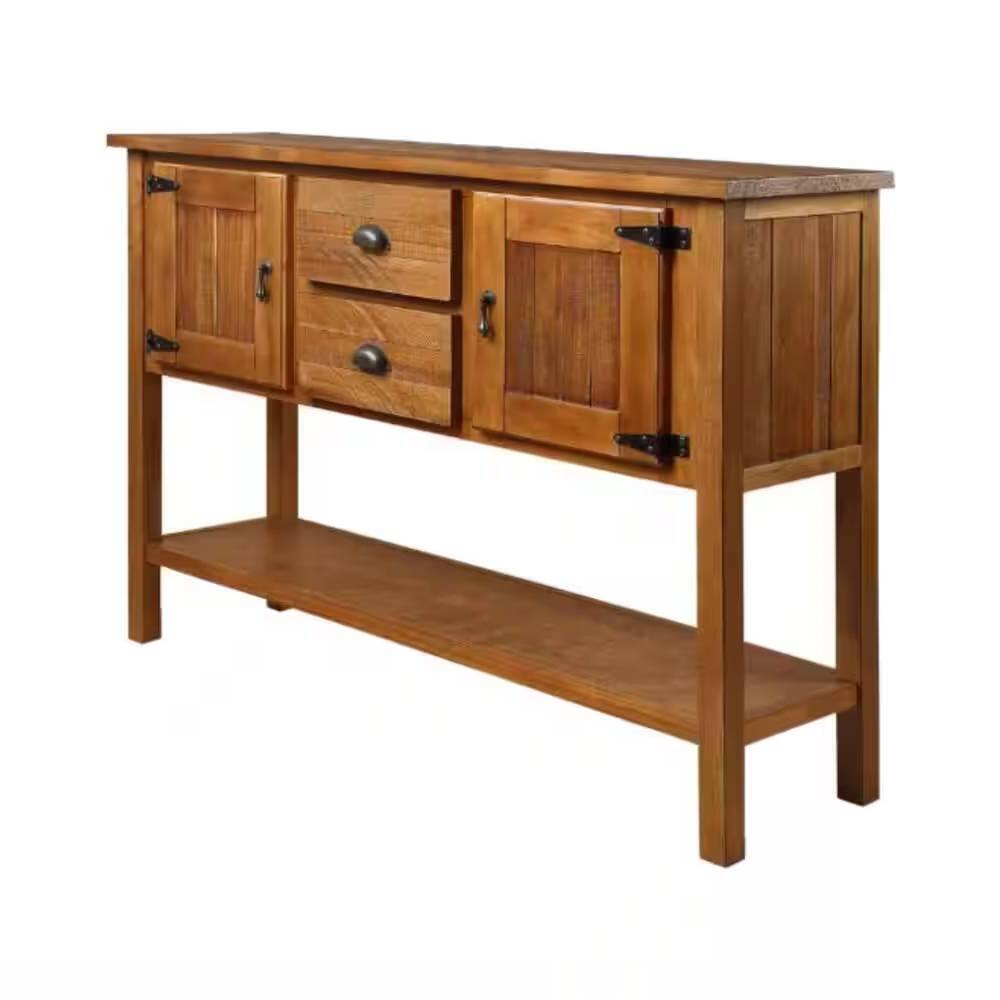 Left. Hivvago - Solid Wood Farmhouse Console Table Buffet Cabinet with Storage Drawers in Brown - brown.