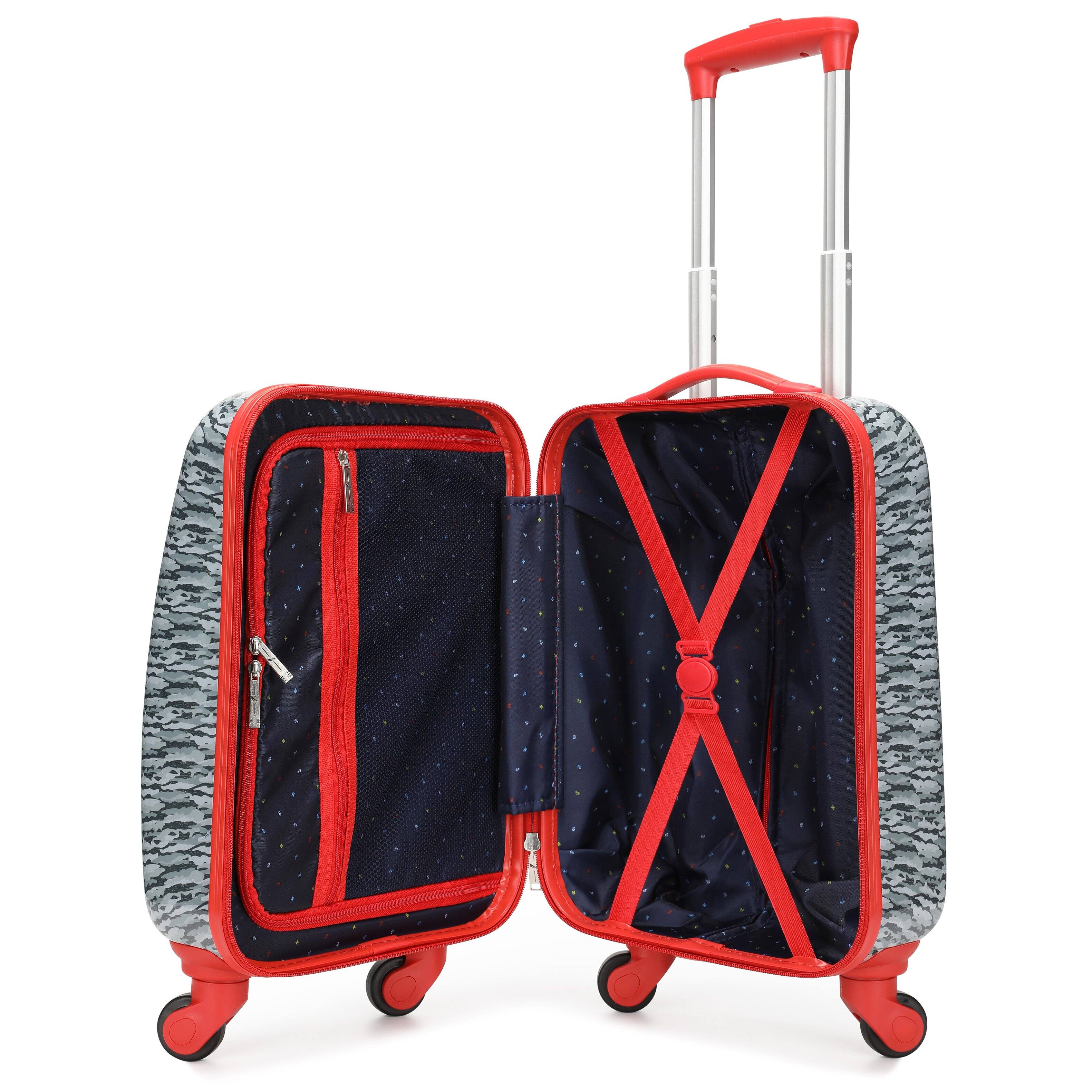 Left. Nautica - 18" Airline Approved Carry-on Suitcase - Shark Attack.