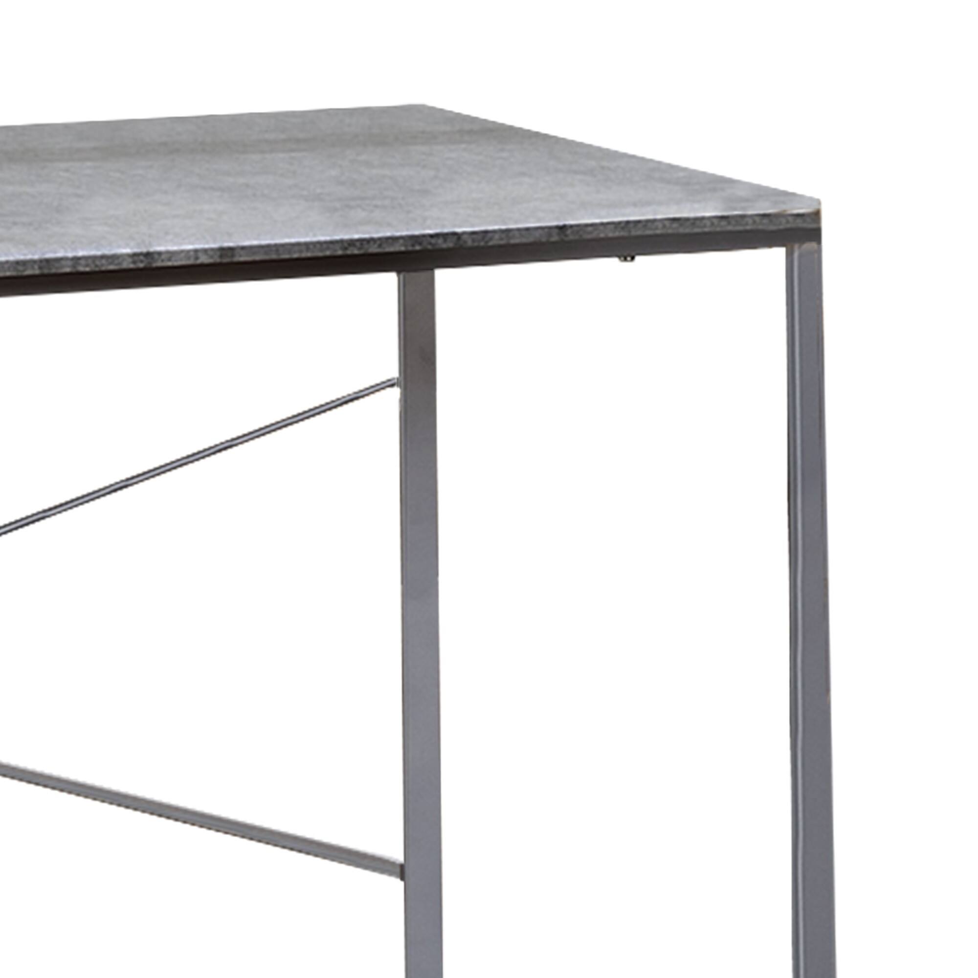 Alt View 3. Manhattan Lane - Sled Base Rectangular Table with X shape Back and Wood Top - Gray and Silver.