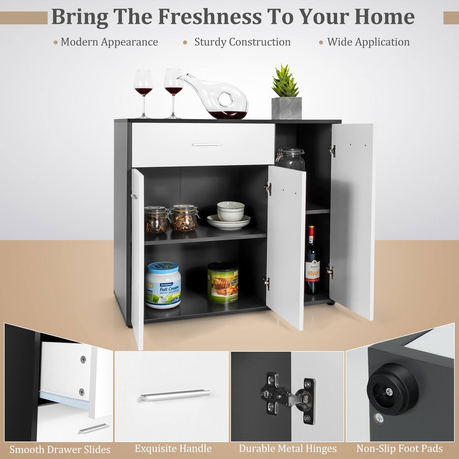Bring The Freshness To Your Home

- Modern Appearance
- Sturdy Construction
- Wide Application

- Smooth Drawer Slides
- Exquisite Handle
- Durable Metal Hinges
- Non-Slip Foot Pads