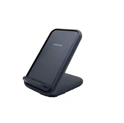 Front. SKRAN - 15W Desktop Upright Phone Stand for Samsung - Fast-Charging Stand Wireless Charger , Wireless Charging Station - Black.