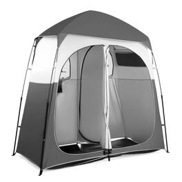 Winado - 7.5FT Camping Dressing 2-Room Shower Tent Pop Up Shelter with Carrying Bag Privacy Changing Room Portable Toilet Outdoor - Grey & White