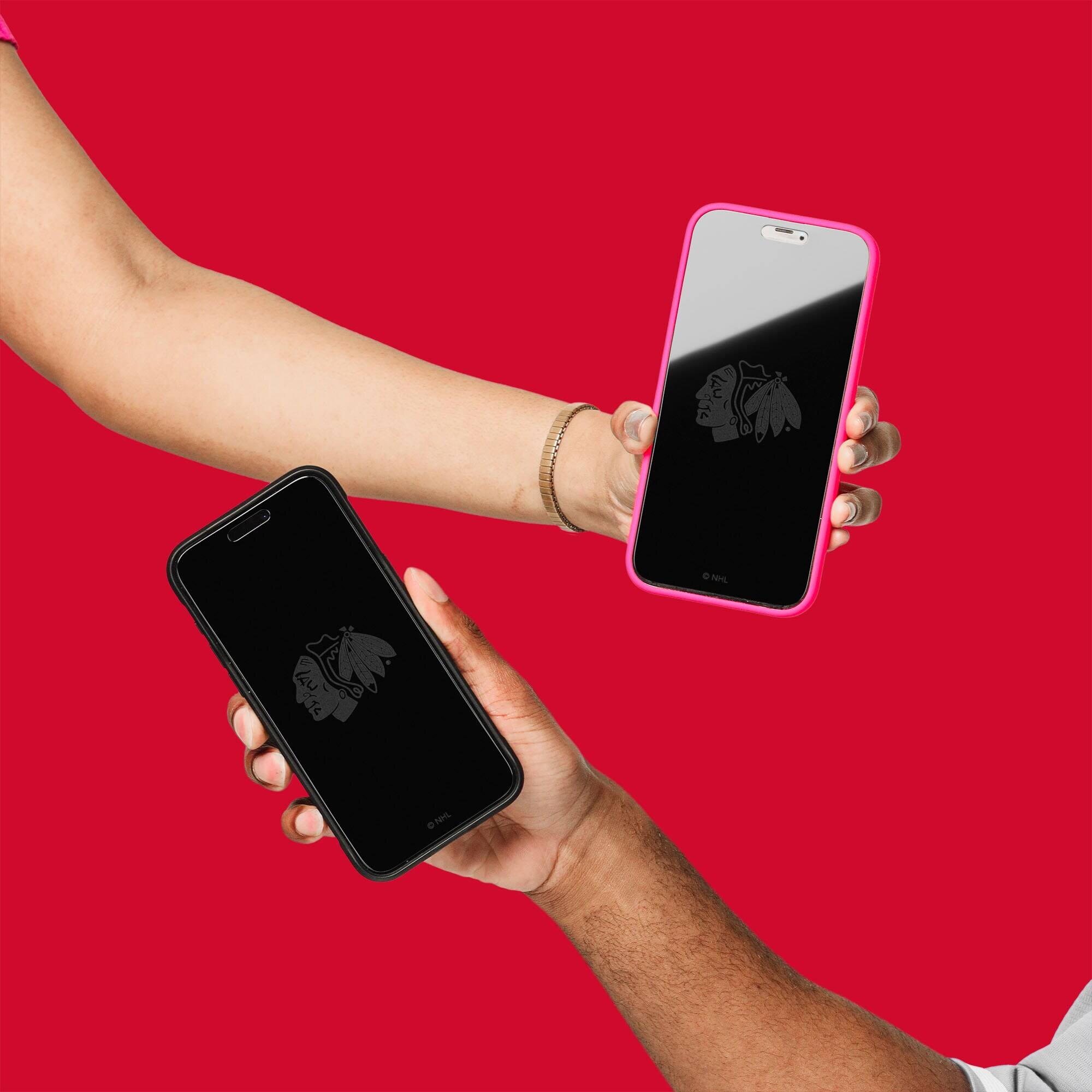 Alt View 2. Screen Skinz - Chicago Blackhawks Disappearing Logo iPhone Screen Protector - 13 Pro Max/14 Plus - Multicolor.