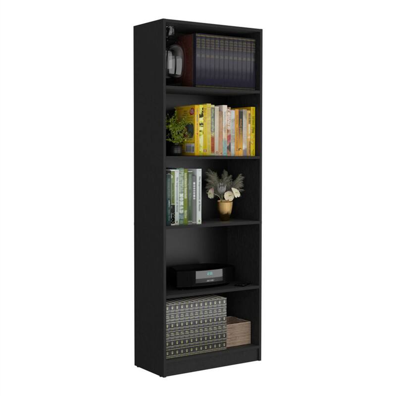 Alt View 1. HTUTWOO - 4-Tier Bookcase with Storage - Space-Efficient Vertical Bookcase with Four Large Shelves, Additional Lower Storage Shelf - Black.