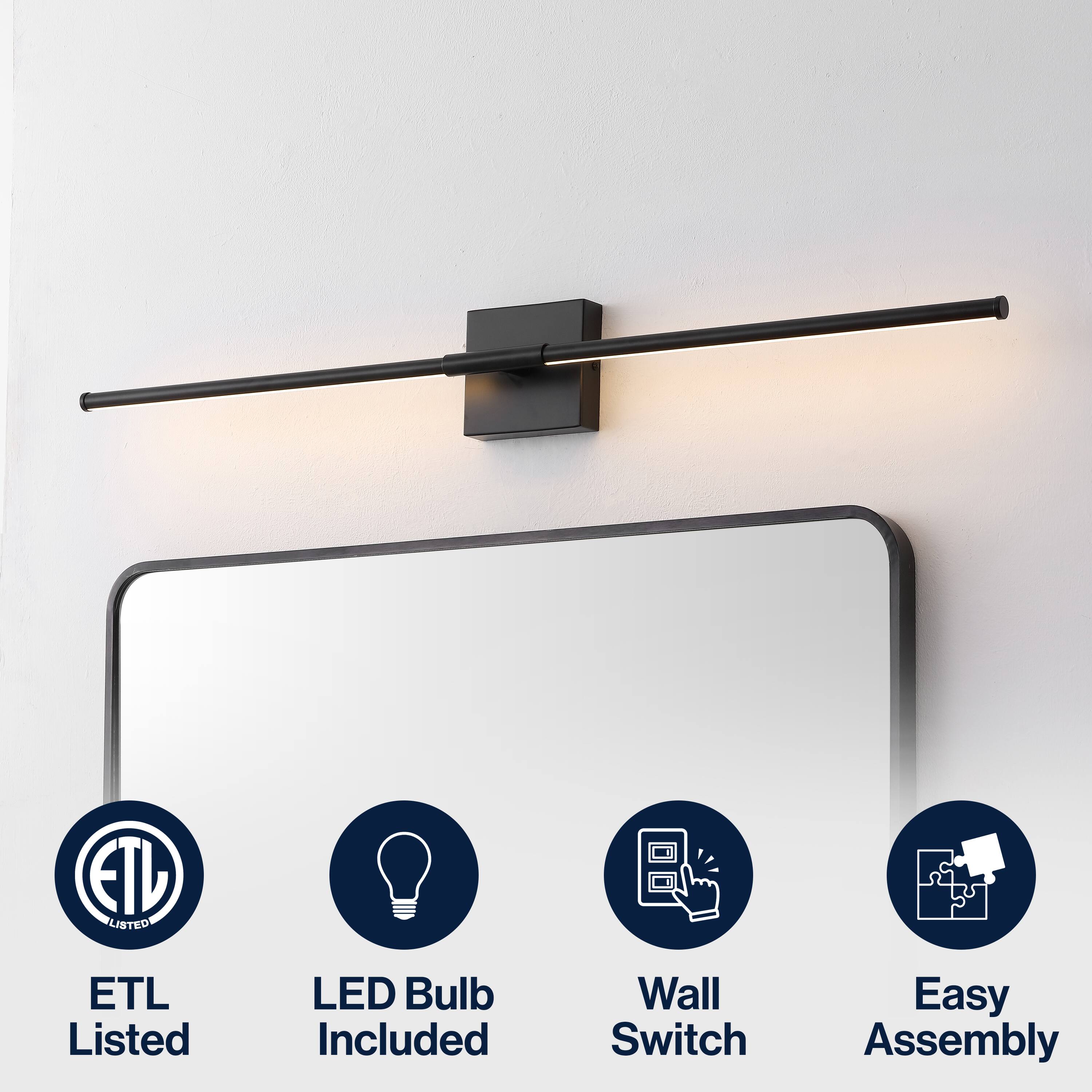 ETL Listed LED Bulb Included Wall Switch Easy Assembly