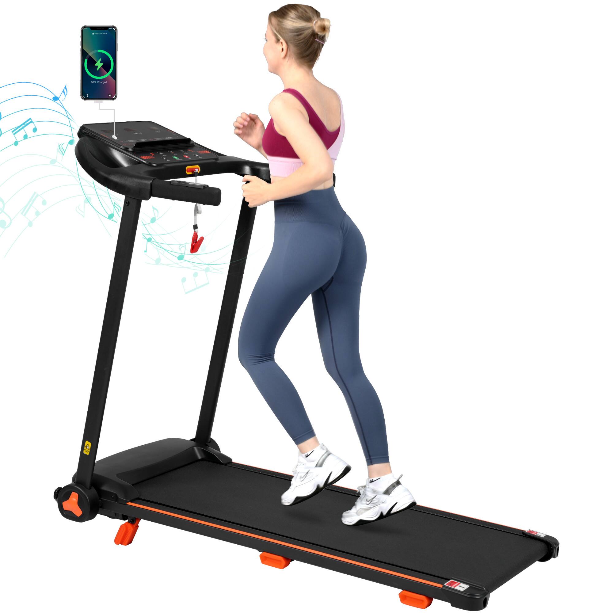Alt View 7. ELEMENT ACE - Folding Treadmill for Home - 2.5HP Quiet Motor, Heart Rate, 300lb Capacity, Incline, USB Charge & Bluetooth - Black.