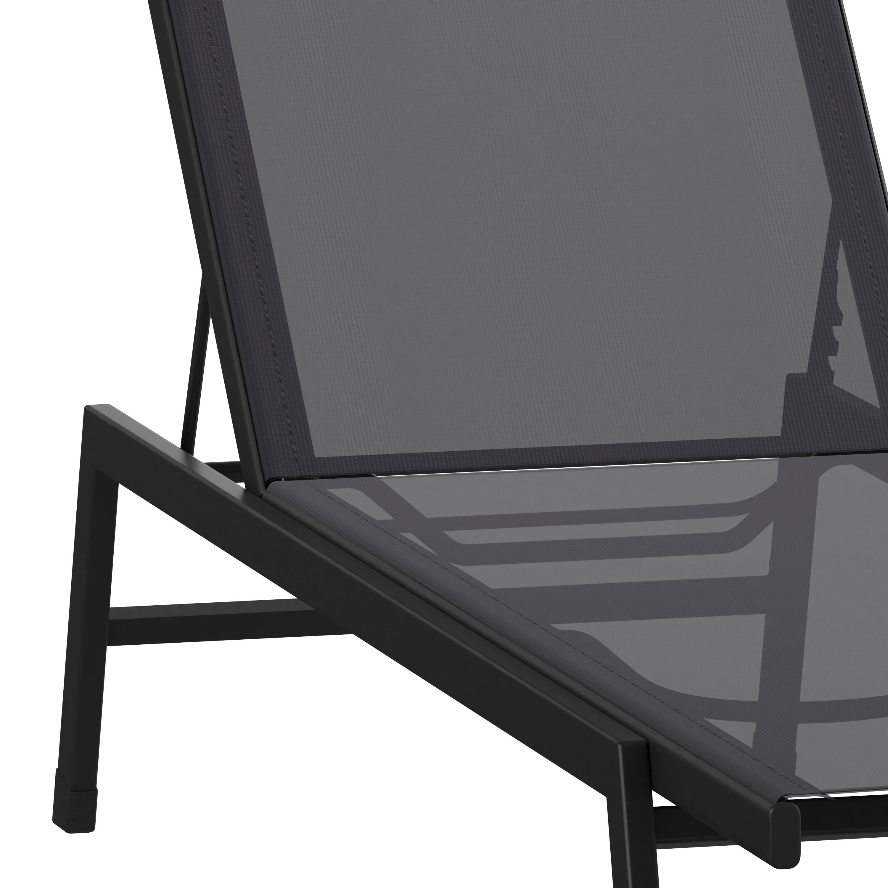 Alt View 10. Emma + Oliver - Braelin Textilene Adjustable 5 Position Patio Chaise Lounge and Metal Frame - Black.
