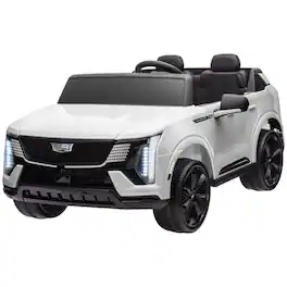 BreeBe - Qaba 2-Seater Ride-On Truck, 12V 10AH Cadillac Escalade IQ 2025 Licensed Kids Electric Car with Remote, Suspension - White