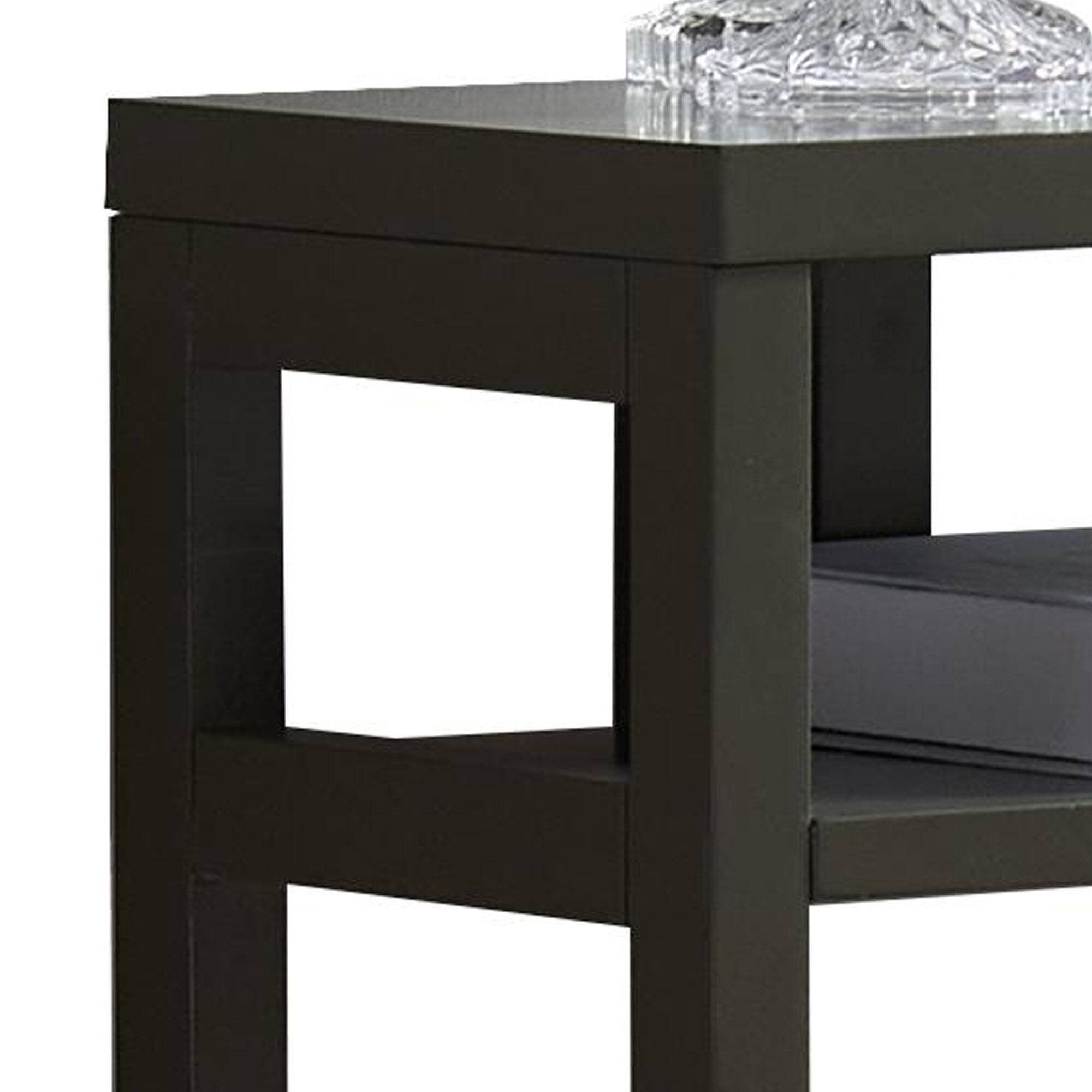 Back. Kings Brand Furniture - Kings Brand Furniture Bisbee Wood Console Table with 2 Open Storage Shelves - Caviar.