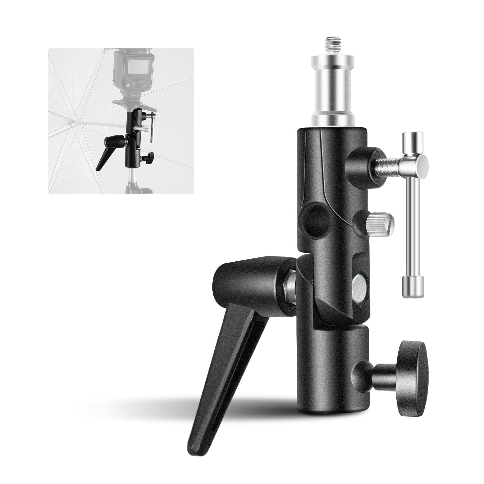 Neewer - H-Type Flash Bracket with Umbrella Holder, 180° Swivel, Metal