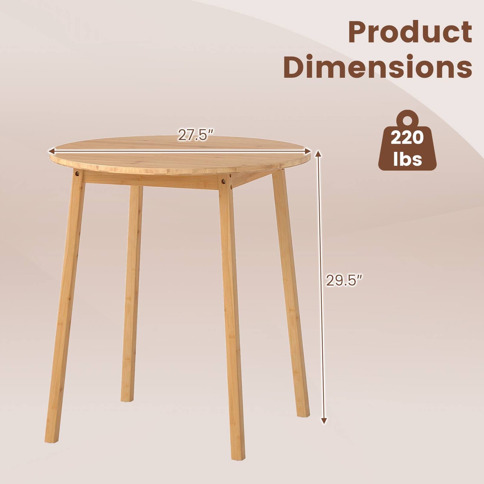 Product Dimensions: 27.5" x 29.5"  
Weight Capacity: 220 lbs