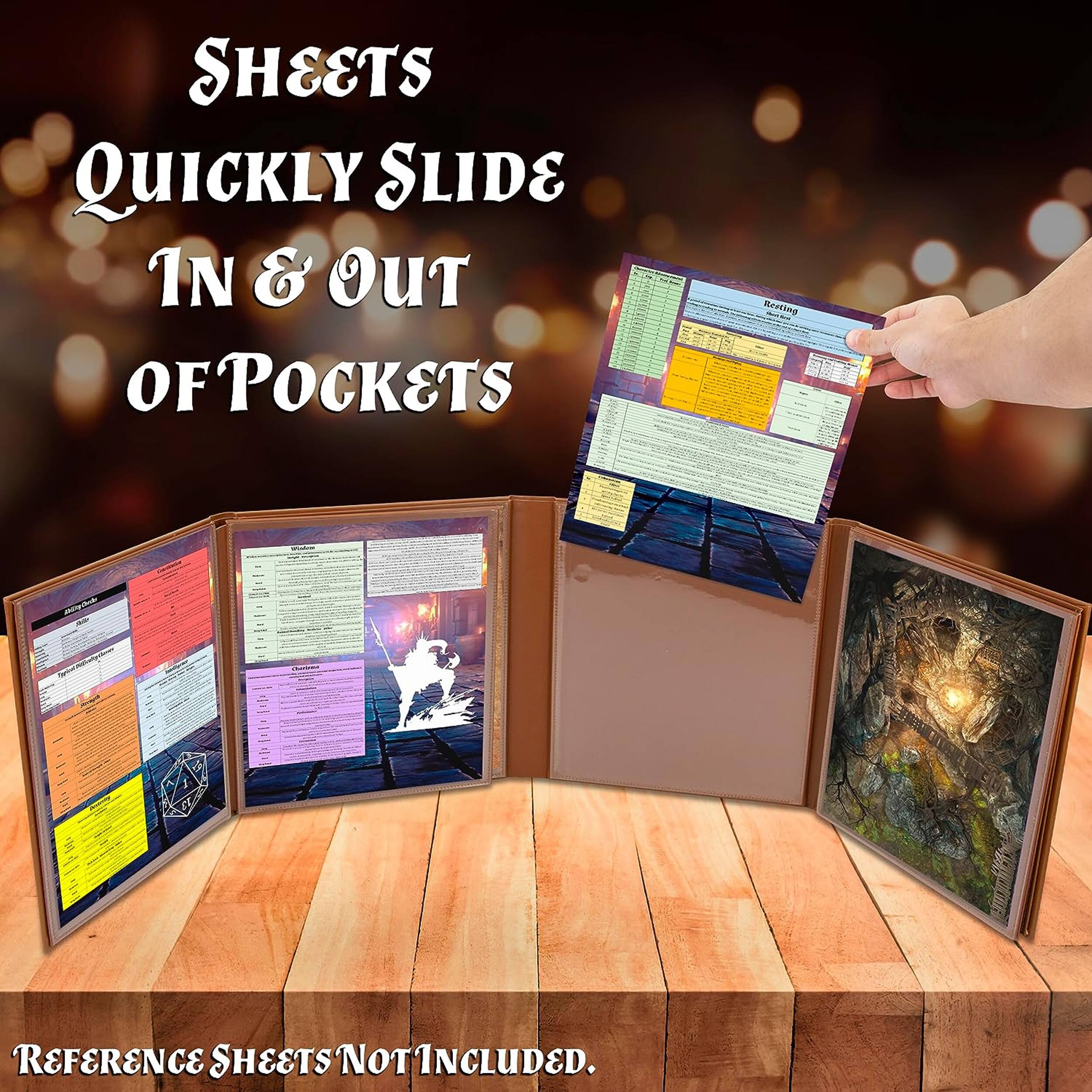Sheets quickly slide in & out of pockets. Reusing P A reference sheets not included.