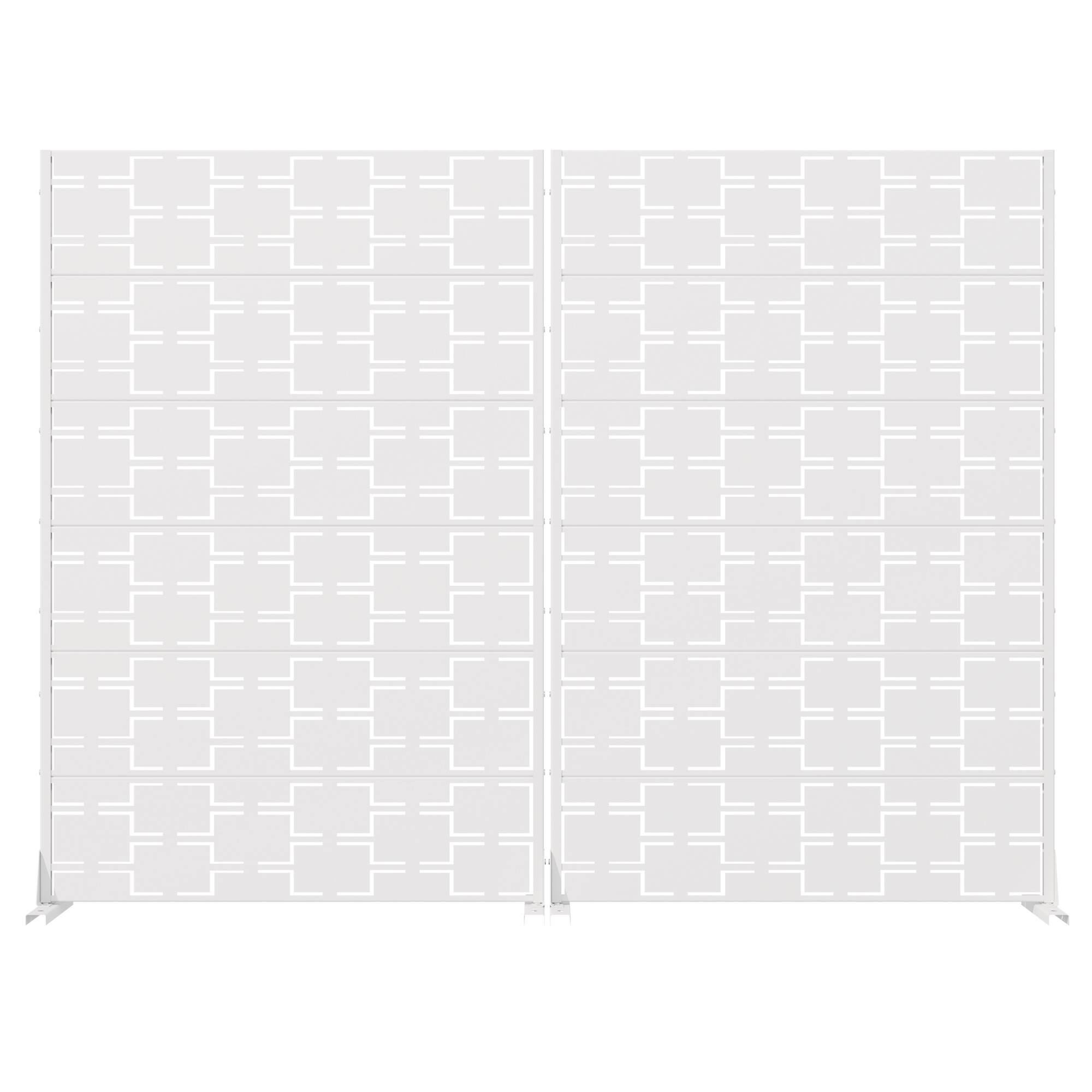 Alt View 3. PexFix - 2-Pack 72"H Outdoor Privacy Screen Metal Cutout Privacy Fence Panels Weather-Resistant Freestanding Dividers - White.
