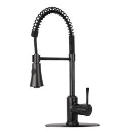 Pre-Rinse Spring Solid Brass Single Handle 360° Swivel Kitchen Faucet with Pull Down Sprayer