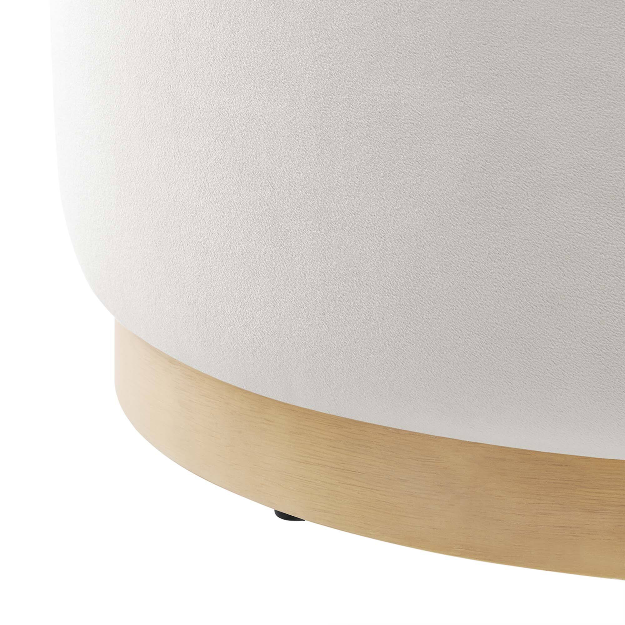 Alt View 4. Modway - Tilden Large 23" Round Performance Velvet Upholstered Ottoman by Modway - Alabaster Natural.