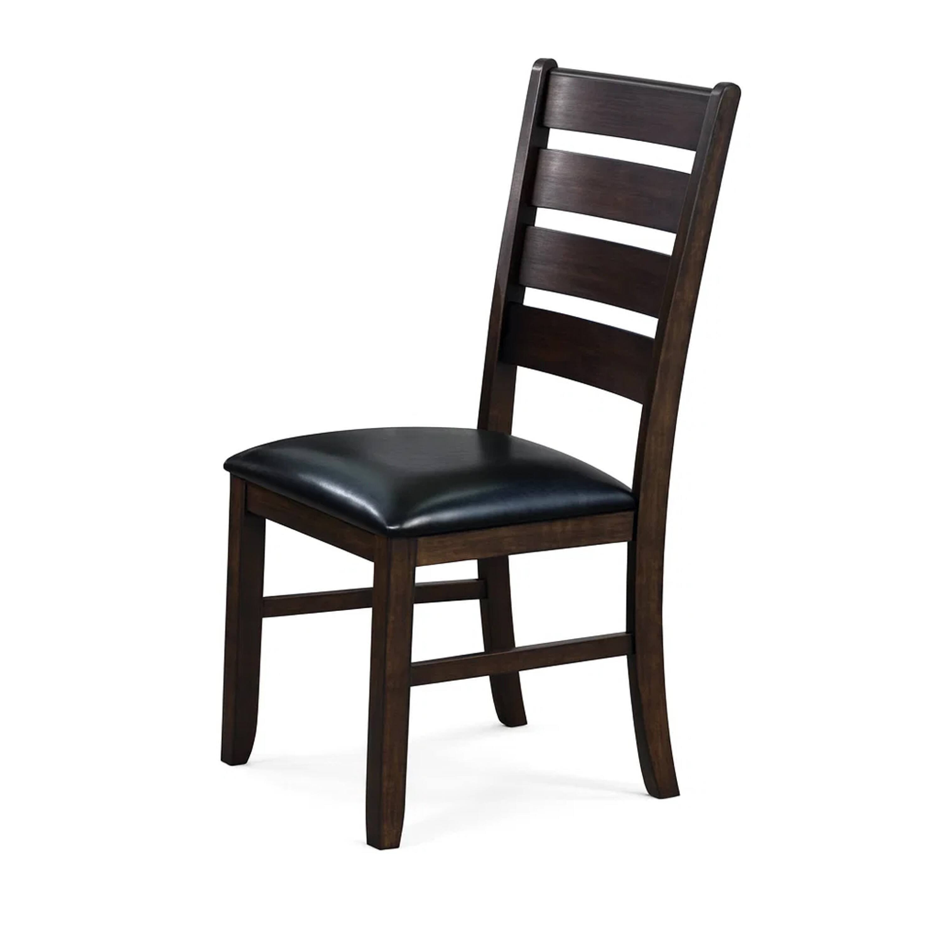 Alt View 3. Manhattan Lane - Ladder Back Wooden Side Chair with Leatherette seat, Set of 2 - Brown and Black.