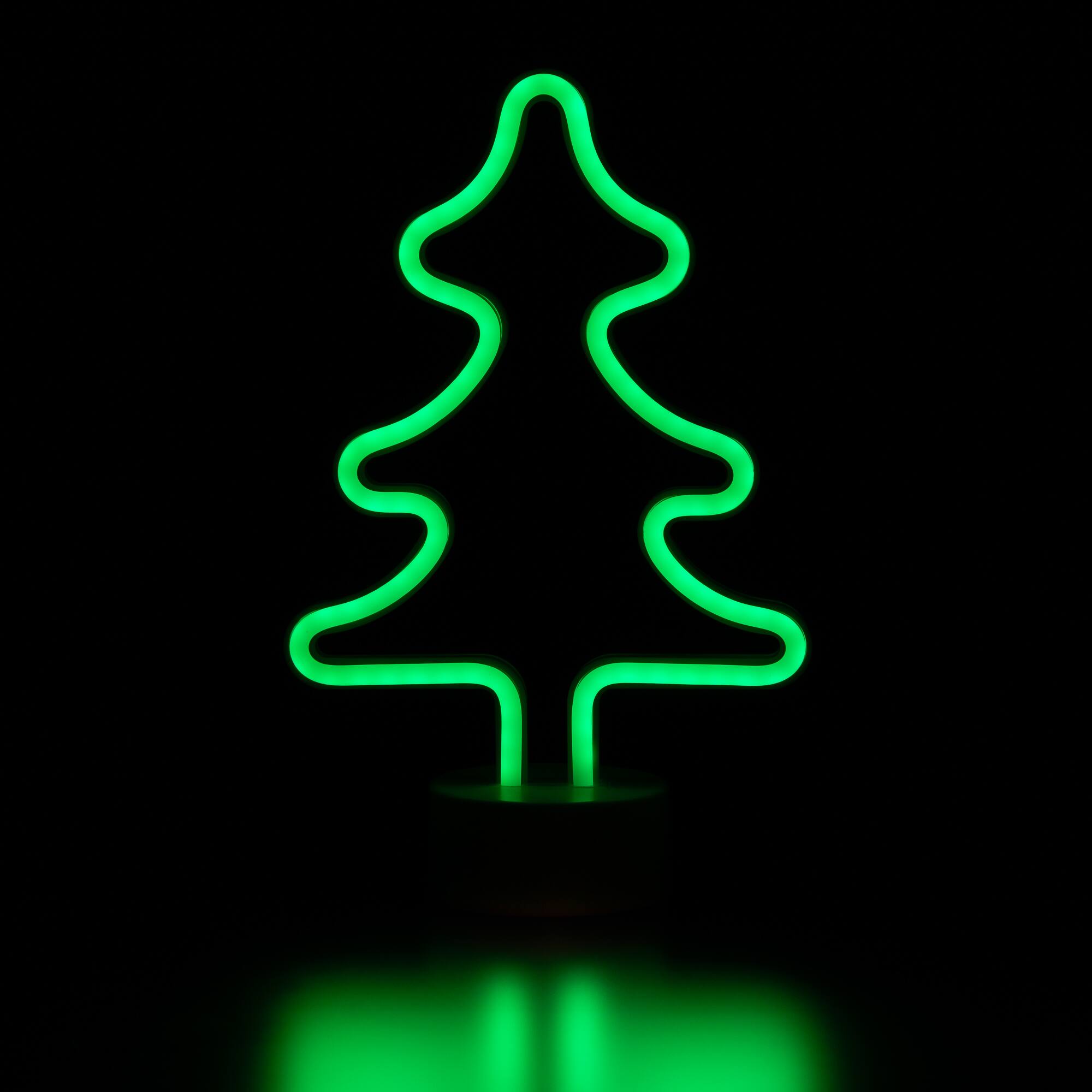 Front. Northlight - LED Christmas Tree Neon Table Light - 11" - Green - Green.